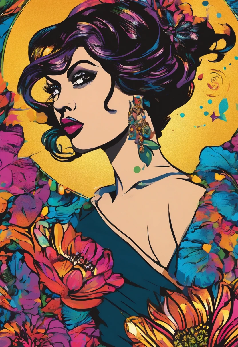 mulher negra, elegante, vivid colors, Atmospheric,sereno,((lua cheia brilhante ao lado direito):1.5),Magic, elegante, Borboletas,lua cheia, flores florescendo, em movimento, Dramatic, corpo inteiro, organic composition,Foto bruta Magic