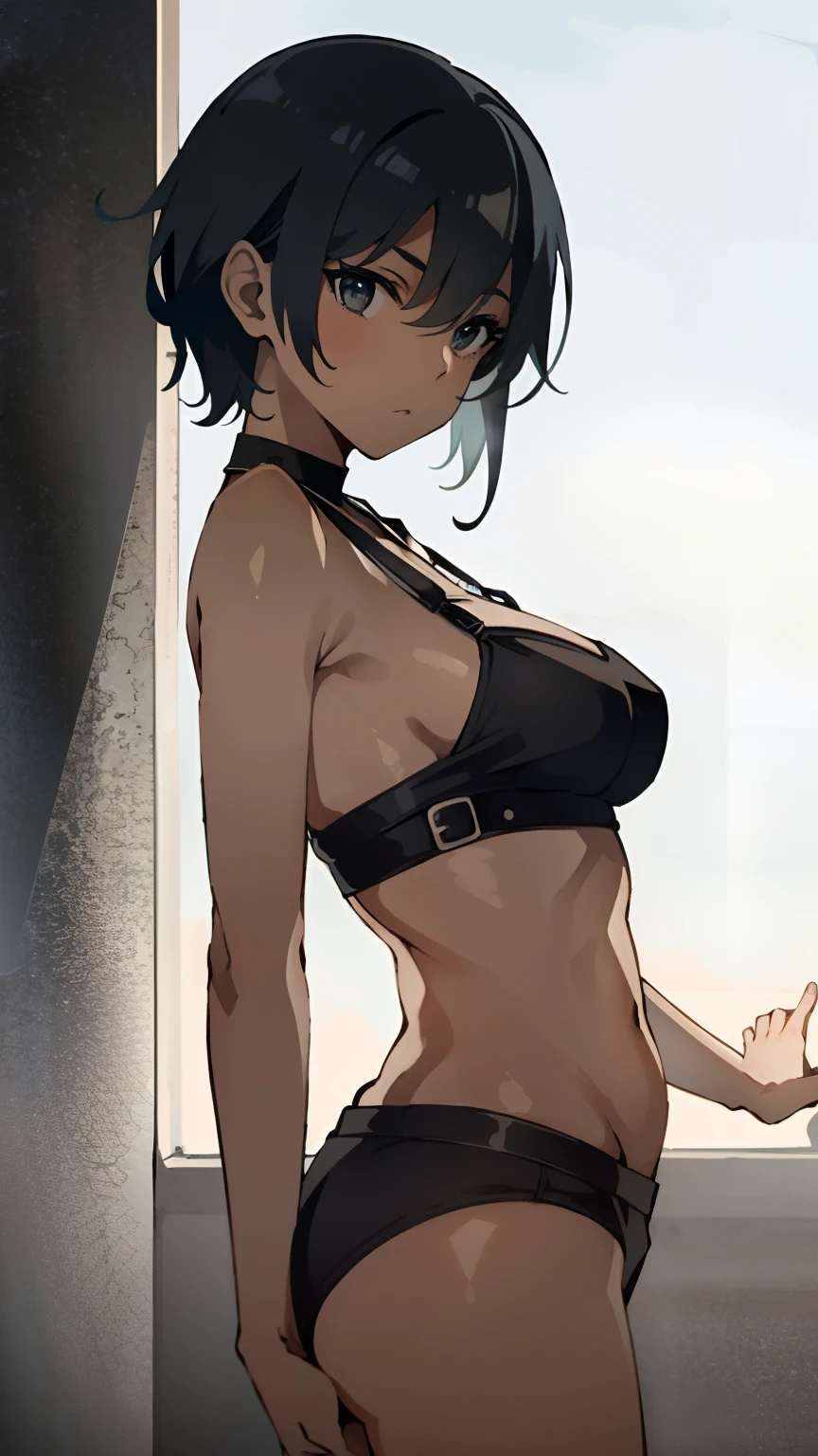 Masterpiece, best quality, high-res, 1 girl, dark skin, black eyes