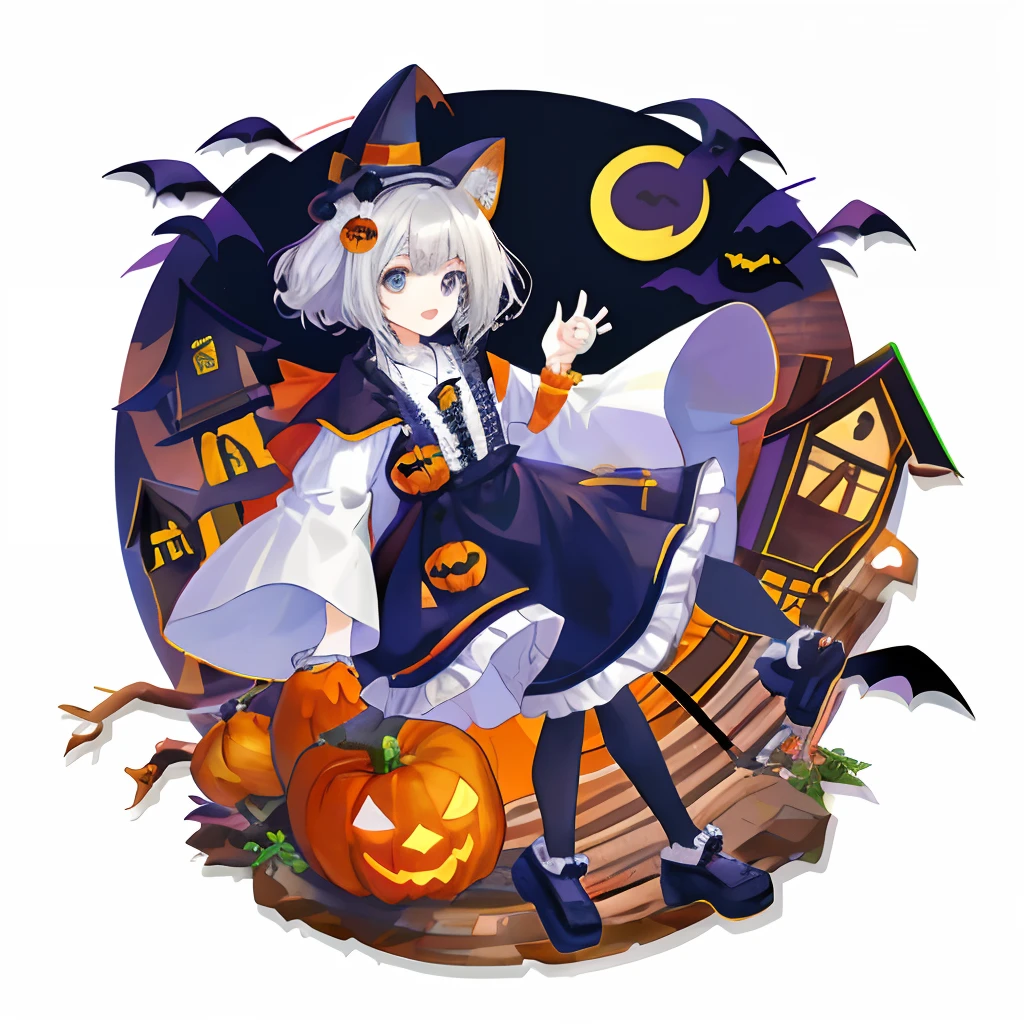 Halloween、Mascot character、Animals in clothes、full body Esbian、non-human、