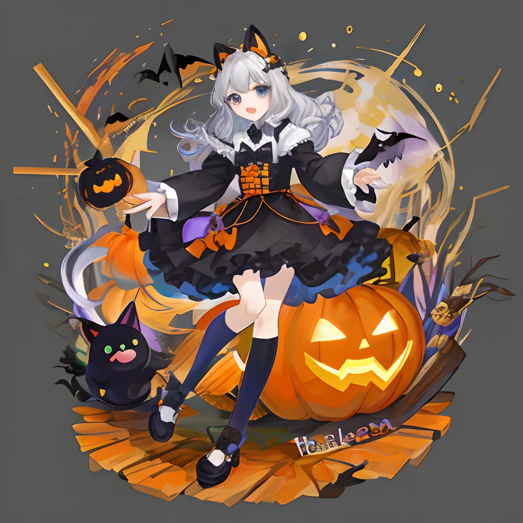 Halloween、Mascot character、Animals in clothes、full body Esbian、non-human、