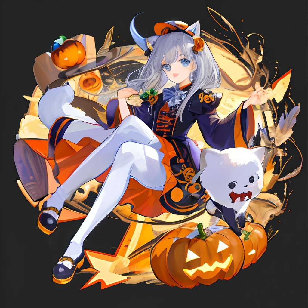 Halloween、Mascot character、Animals in clothes、full body Esbian、non-human、