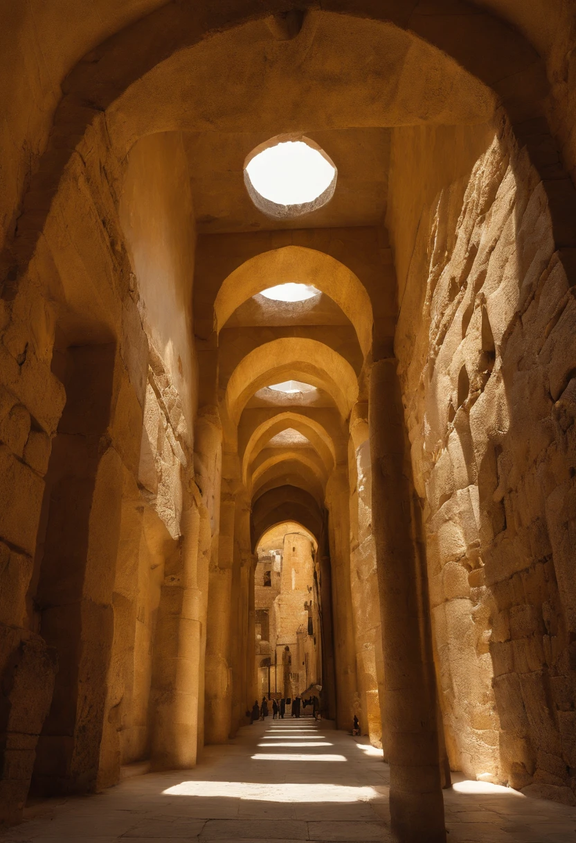 photographic, National Geographic quality picture, award winning, (Best Detailed: 1.5), (best quality: 1.5) picture of the Western Wall in Old City Jerusalem (an exact detailed: 1.5), The Western Wall (best detailed, best quality: 1.5) in all is antiquity, reverence, and divinity, central focus to the Jewish faith, and a magnificent, (vibrant full spectrum rainbow: 1.3) , it is lightly clouded there are some sun rays, the old city of Jerusalem (best detailed, best quality: 1.5) background, best quality, (extremely detailed: 1.5), picture taken from a medium range, ultra wide shot, photorealism, depth of field, hyper realistic, 2.5 rendering,