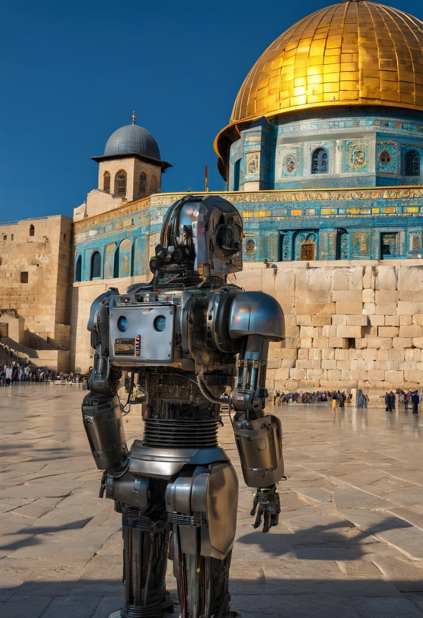 photographic, National Geographic quality picture, award winning, (Best Detailed: 1.5), (best quality: 1.5) picture of the Western Wall in Old City Jerusalem (an exact detailed: 1.5), The Western Wall (best detailed, best quality: 1.5) in all is antiquity, reverence, and divinity, central focus to the Jewish faith, and a magnificent, (vibrant full spectrum rainbow: 1.3) , it is lightly clouded there are some sun rays, the old city of Jerusalem (best detailed, best quality: 1.5) background, best quality, (extremely detailed: 1.5), picture taken from a medium range, ultra wide shot, photorealism, depth of field, hyper realistic, 2.5 rendering,