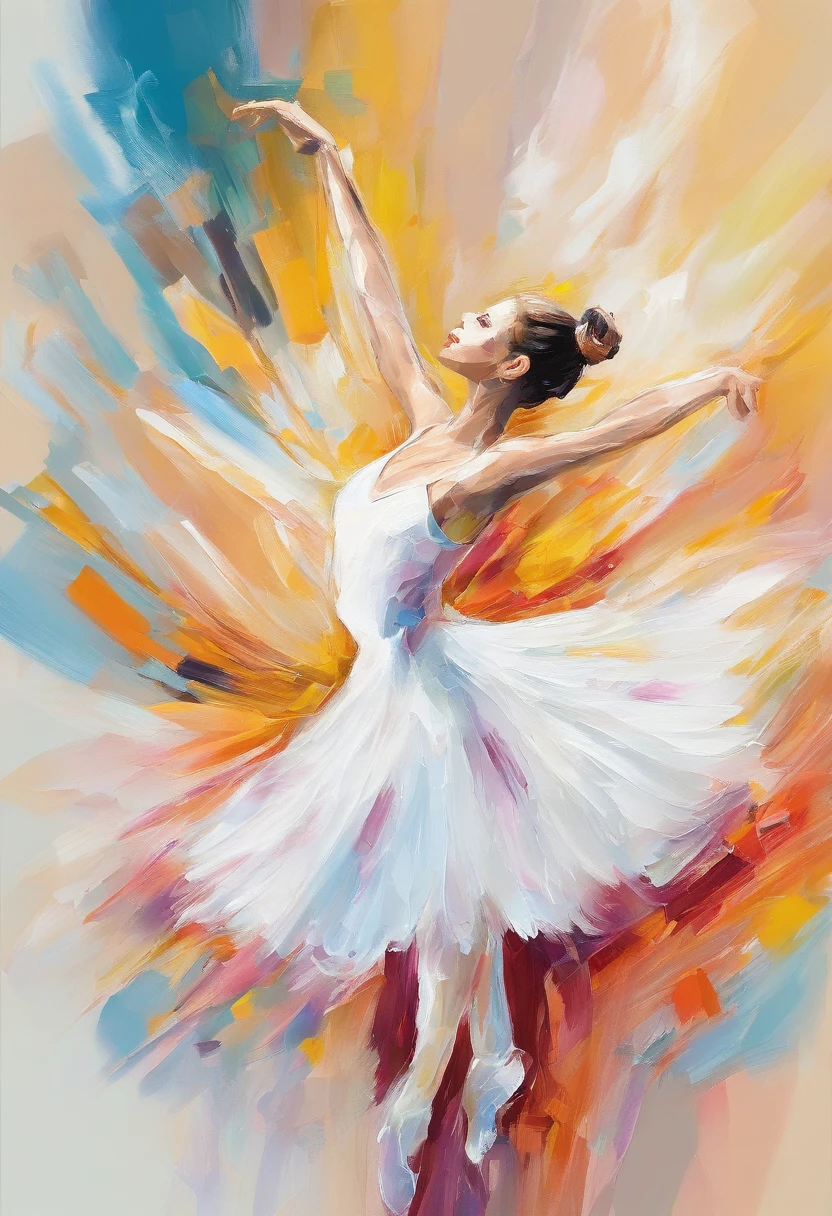 a impasto oil painting of female ballet dancer in white dress performing on stage, prima ballerina, ballet performance painting, ballet dancer, playbill of prima ballerina, ballet, emily rajtkowski, pointe pose, inspired by Elizabeth Polunin, adi meyers, pointe poses, pointed pose;pursed lips, arabesque, by Robert Medley, sophie, anna