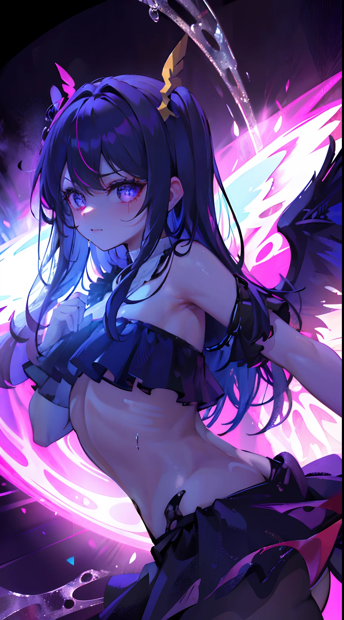 draw, depraved, Darkness, s girl, Wings, Evil,Sexy,Heteropupil,Viscous liquid all over the body,leering