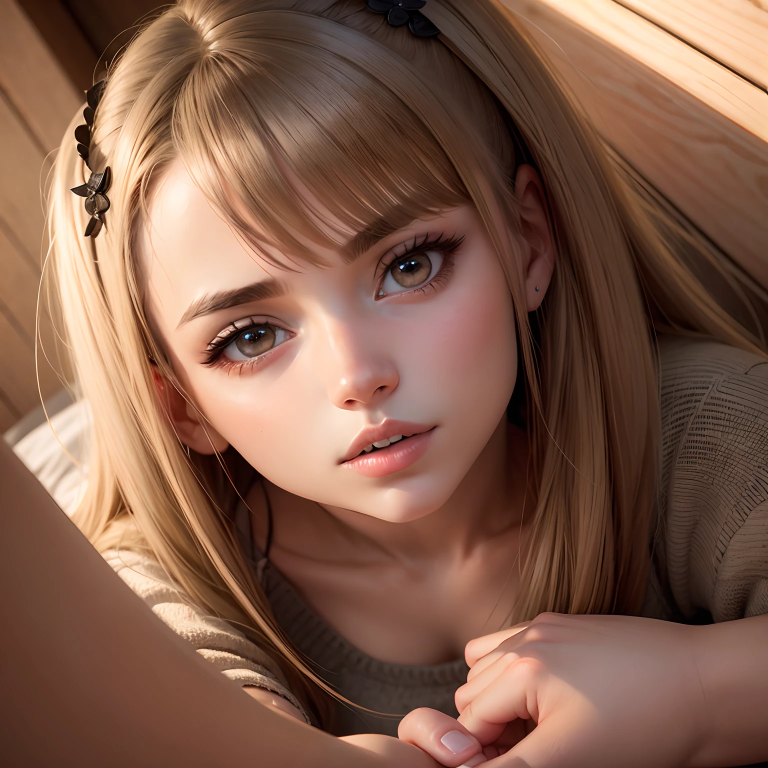 Beautiful girl smells male genitalia