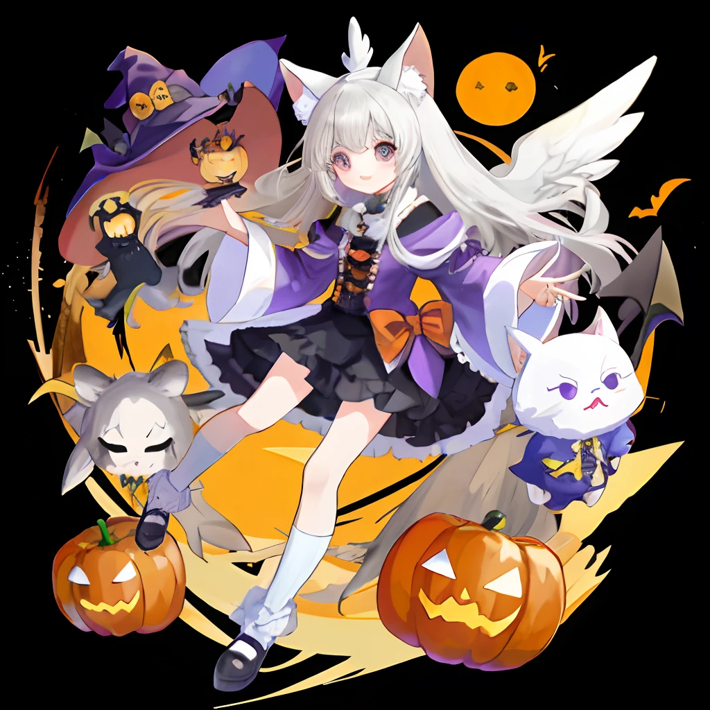 Halloween、Mascot character、Animals in clothes、full body Esbian、cute little、A sexy、