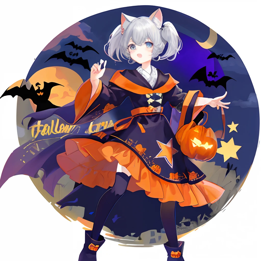 Halloween、Mascot character、Animals in clothes、full body Esbian、non-human、