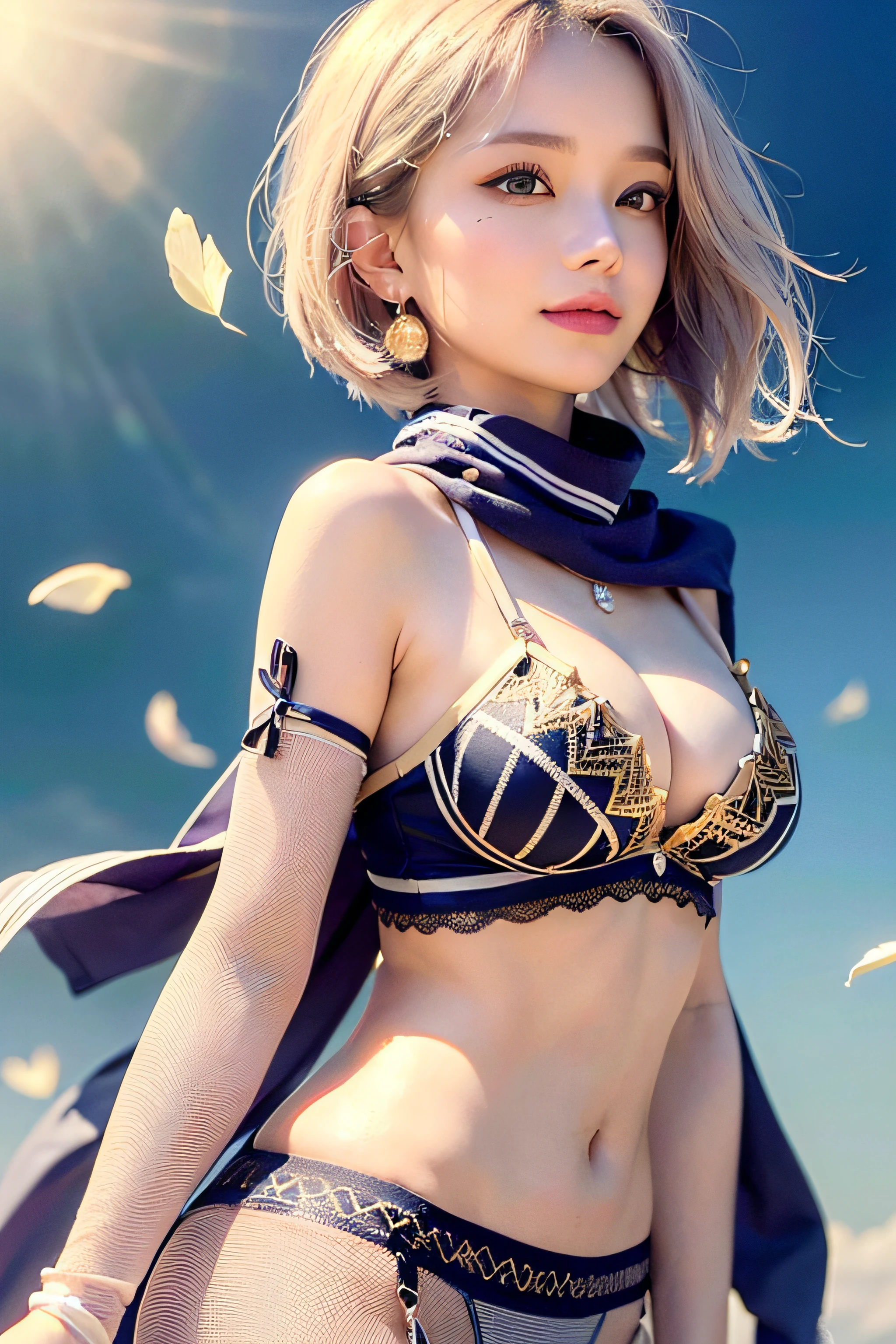 Trip (Only slim shoulder straps, Ultra-low-cut top)( Very close view ) Face view , clothes see-through (((Outdoor paradise))), ((Petals flying in the air )),Light smile,,camel-toe,(Crystal colorful lights),,Soft clouds,((|Cover with a scarf)), ((Cute clothes that are short and wide|no underwares|Slightly perspective ) ((greek architecture,Bohemian architecture,Hindu temples,Thai snacks,Thai style)) starrysky,Beautiful
((Masterpiece)),(realisticlying:1.2),best qualtiy,high high quality,absurderes,rich colourful,stunning art,best qualtiy, ultra - detailed,beautifuldetails, reflective hair,Good lighting, Ray traching, depth of fields,ultra - detailed,illustratio,astounding,finedetail,The is very detailed, ((ultra - detailed)), (Beautiful Meticulous Girl), Beautiful detail glow, Complicated details, A high resolution, Extremely refined and beautiful,beatiful detailed eyes, hdr, Round eyes, detailedfacialfeatures,(Round pupils:1.4) (illustratio),(美丽细致的眼睛)(Very very detailed face)), depth of fields,(alluring face)((ssmile:1.3)), Smiling lips, (looking at viewert:1.1) closeup cleavage, wide wide shot, Side Body, photore, lewd poses , Moody light, Sistine Phil Beldev, Smile,(((Masterpiece,Best quality,A high resolution)))),Extremely detailed 8K,Beautiful girl with busty body,(hyper HD,ultra - detailed,High detail,high realistic,Ultra-realistic,Photo realism),(1girll:1.5),(realistic dark hair),Short curly hair,Bob cuts hair,(Dynamic posture),Face the camera,A shallow smile,Open lips,Light blue eyes,Average chest,
(Beautiful and detailed face,Beautiful and delicate eyes),Sunlight),(Beautiful buttocks 0.5),Color backlight
split, Cover only your chest with your hands,hips bare,earring,Pink sexy yarn,((Striped underwear、Black openwork underwear、Transparent embroidered tulle underwear set,Gold bracelets,Pink lace gloves))Lace pantyhose、Lace gloves、Wedding headscarf、pearls necklace,(toppless)(Very small panties),Moles under eyes, ((Gray-blue hair)),Crystal glowing necklace