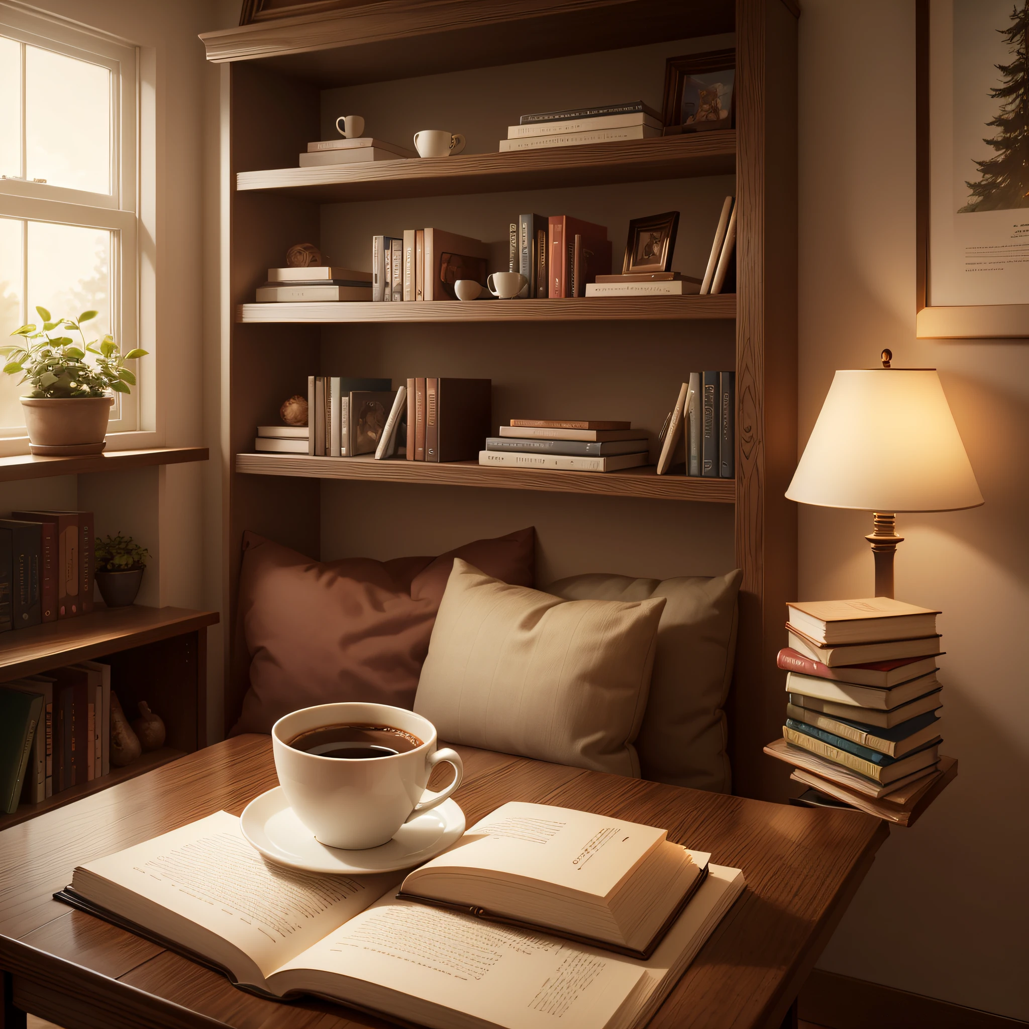 Coffee and Books: Pair your coffee with a stack of books or a cozy reading nook for a warm, inviting atmosphere.