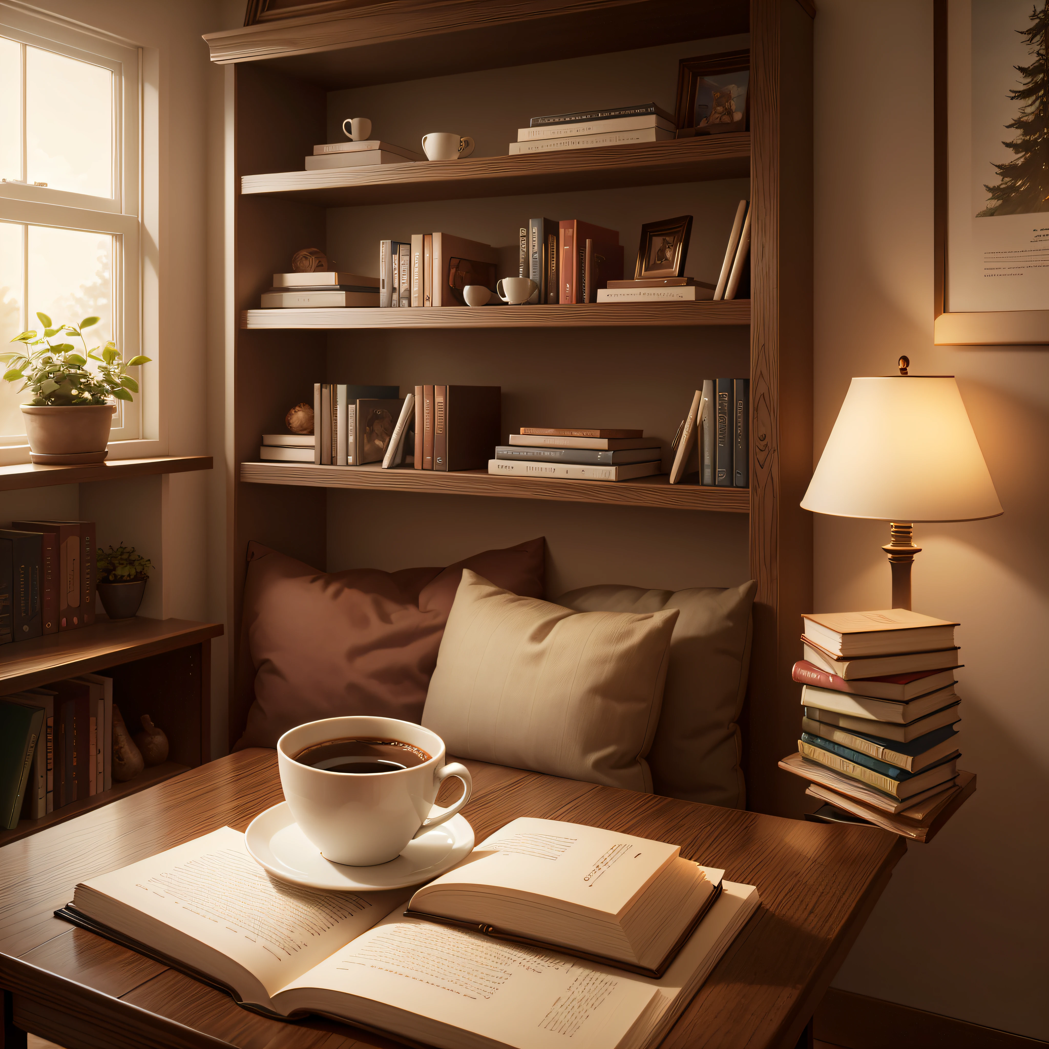Coffee and Books: Pair your coffee with a stack of books or a cozy reading nook for a warm, inviting atmosphere.