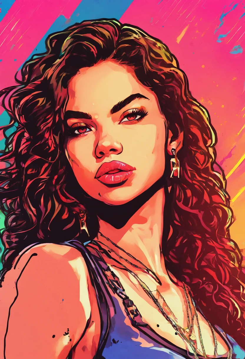 Kodak disposable camera photo of a female that looks like lo london from bgc12 and also looks like adriana lima, straight face, curly hair,