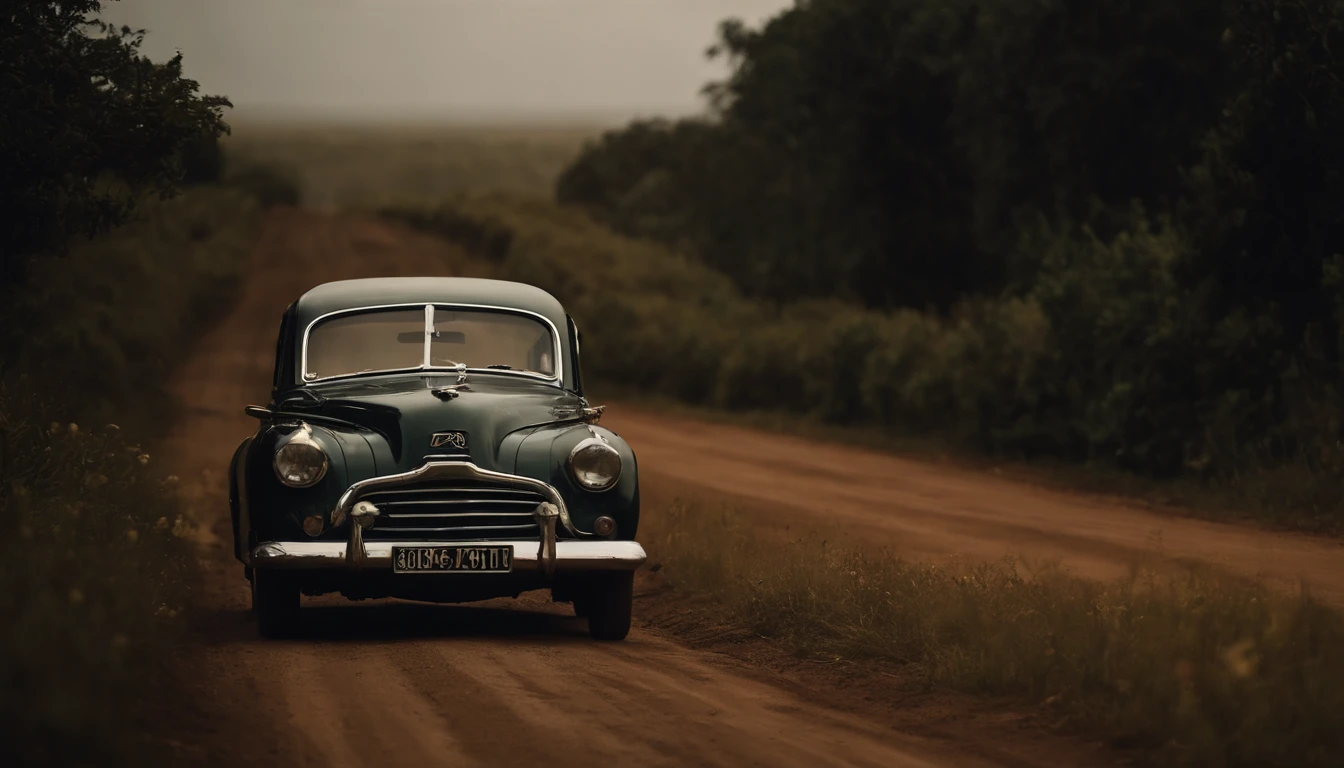 coche circulando por un camino rural aislado, la tormenta arreciaba y la visibilidad era muy mala.