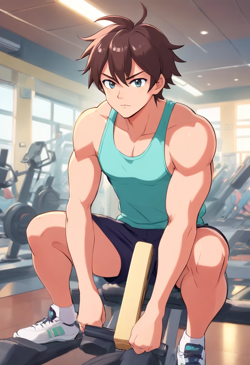 "a detailed illustration of patrick star in gym clothes training intensely in a bodybuilding gym, estily cartoon , no characteristic style of art by Eiichiro Oda, corpo completo, obra de arte"