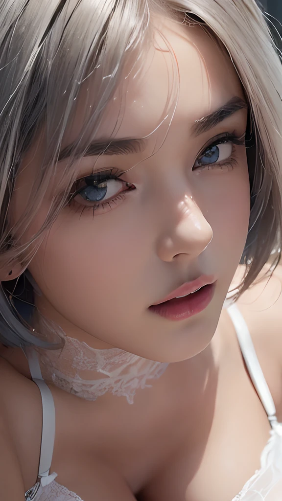 ((top-quality、8K、masterpiece: 1.3)),((top-quality,Whole body,masuter piece: 1.3)),Ultra-realistic,Focus: 1.2,Perfect Body Beauty: 1.4,((Delicate short hairstyles,dense thick eyebrows,Asymmetrical hair)),(nffsw:1.3),(disheveled hairstyles), (intricate detailes, ultra-detailliert:1.1), Cinematic, Photoreal,(((Sexy lingerie with less gray fabric, Close up portrait of woman in ultra-thin lace sexy bodysuit:1.2))),sexy pose,European Room, gorgeous model, Sexy Girl, (Grey lace stockings:1.1),Beautiful blonde girl, Beautiful Blond Woman, Wearing sexy lingerie, Beautuful Women, beautiful sexy woman photo, Gorgeous young woman,Physical education sitting on the lap,