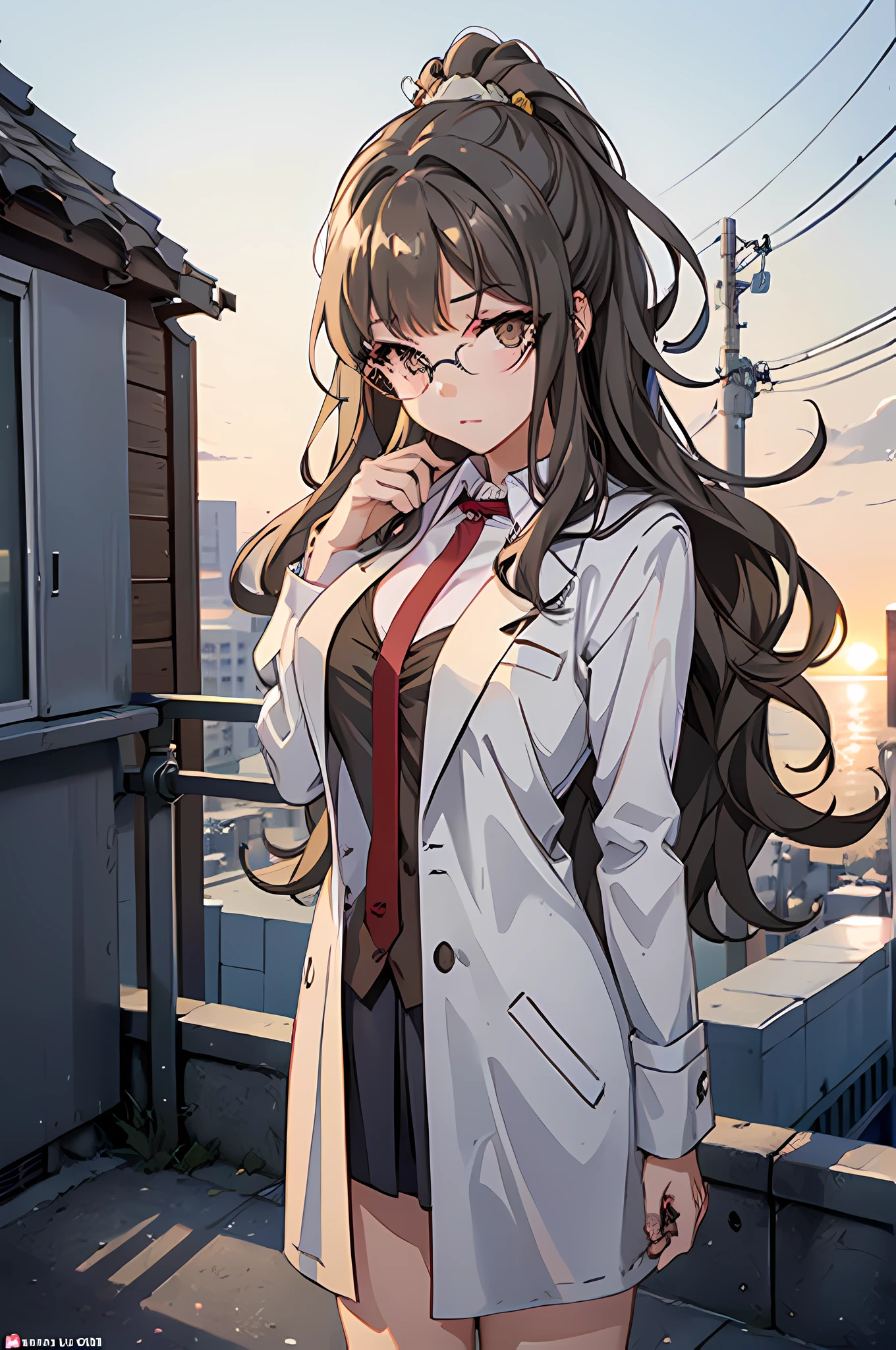 (blushed red,cute,shy,looking at viewer,beautiful pose,full body,perfect eyes,masterpiece,Suburban,twilight,sunset,perfect background,simple background,highres) A cute girl stands in a Suburban setting, with the twilight sky creating a beautiful sunset backdrop. Her cheeks are blushed red, showcasing her shyness and innocence. With a cute pose, she looks directly at the viewer with her perfect, captivating eyes. The entire scene is meticulously detailed, with every aspect of her being a true masterpiece. The artwork is of the highest quality, with ultra-detailed elements and a photorealistic style. The composition is focused on the girl, placed in a simple yet perfect background that enhances the overall aesthetics. The high-resolution image allows for every detail to be seen clearly, ensuring a visually stunning experience.