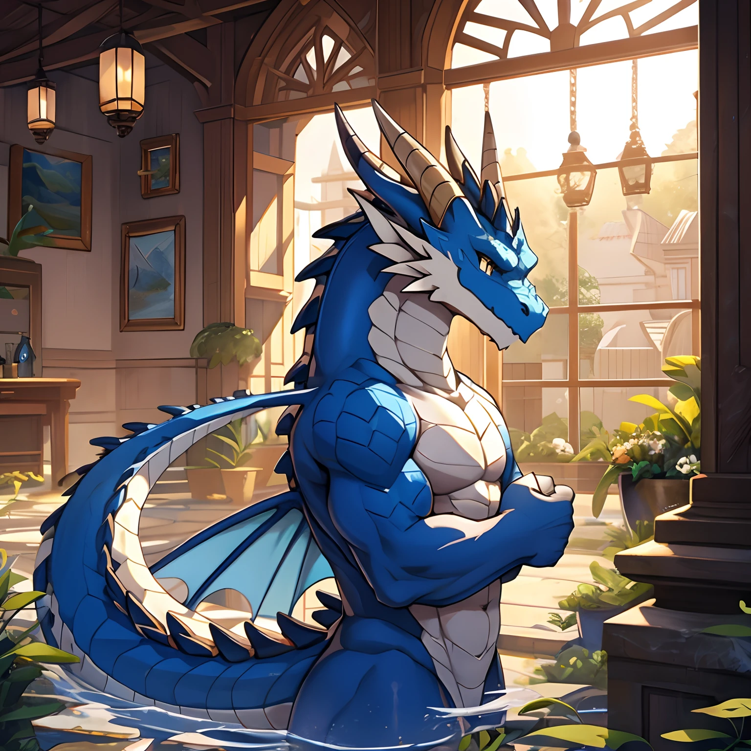(Masterpiece), (Excellent), (Extremely fine), White dew, Square, Dragon tail horn,