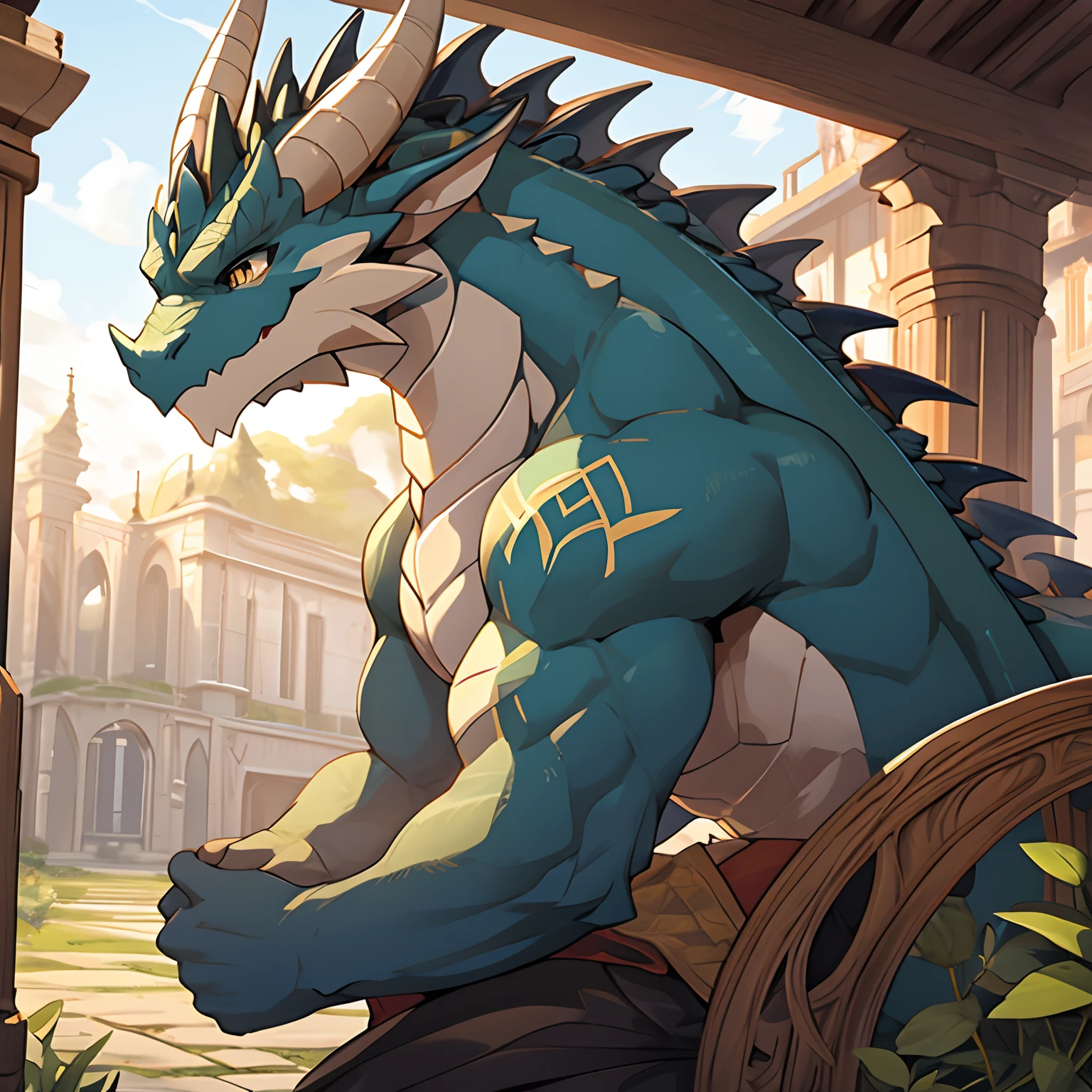 (Masterpiece), (Excellent), (Extremely fine), White dew, Square, Dragon tail horn,