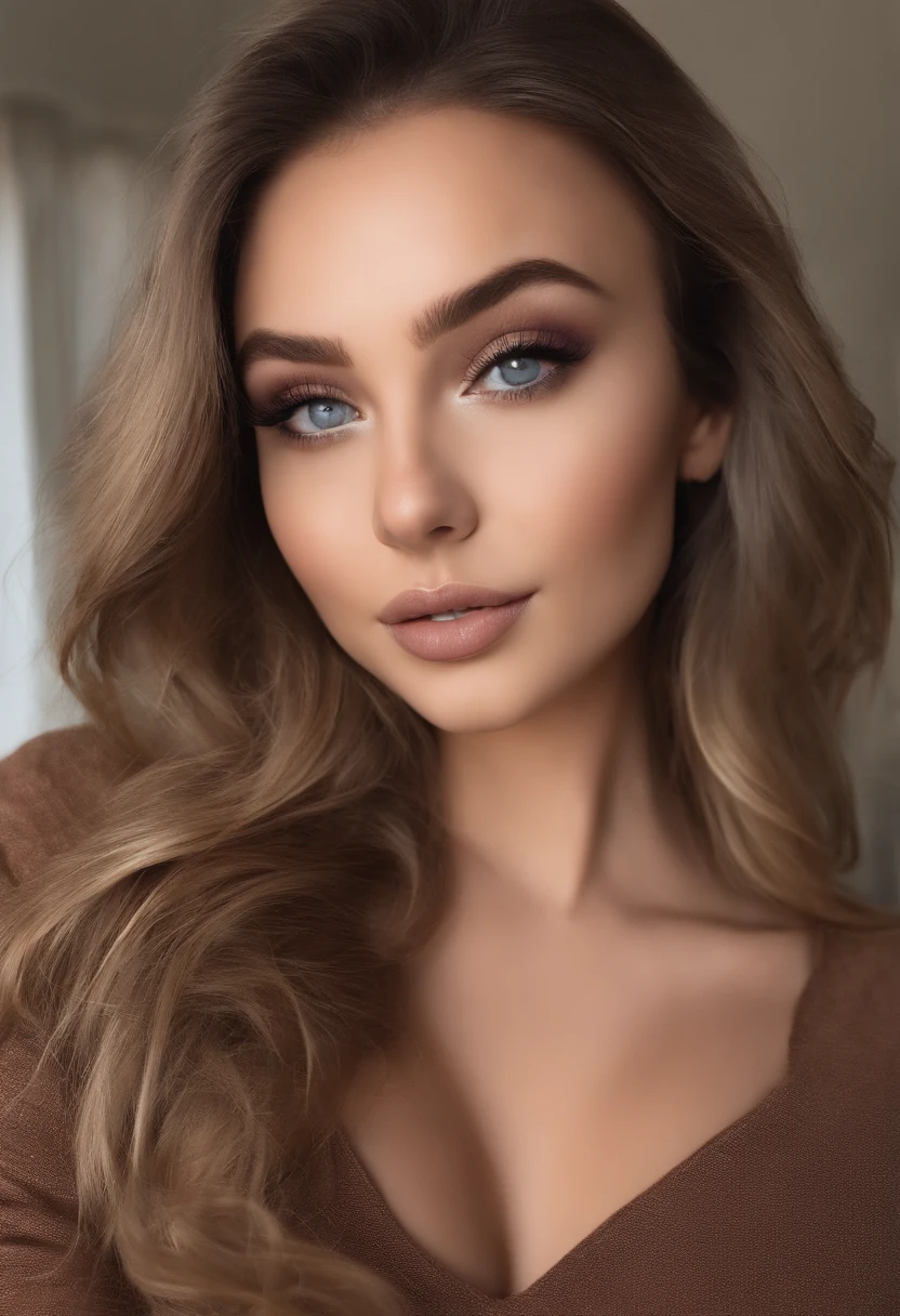 Arafed woman completely , fille sexy en legging aux yeux bleus, ultra realist, Meticulously detailed, Portrait Sophie Mudd, cheveux blonds et grands yeux, selfie of a young woman, Yeux de chambre, Violet Myers, sans maquillage, maquillage naturel, looking straight at camera, Visage avec Artgram, Maquillage subtil, Great photo of the whole body kneeling on the bed, dans la chambre, Medium to large bust
