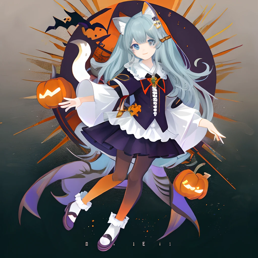 Halloween、Mascot character、Animals in clothes、full body Esbian、cute little、A sexy、