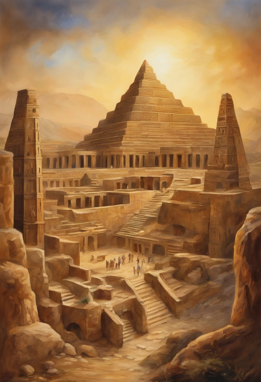 civilization, ancient, Sumerian, anunnaki, architecture, advanced civilization, technology, Sumerian construction,4k, bright lights, real