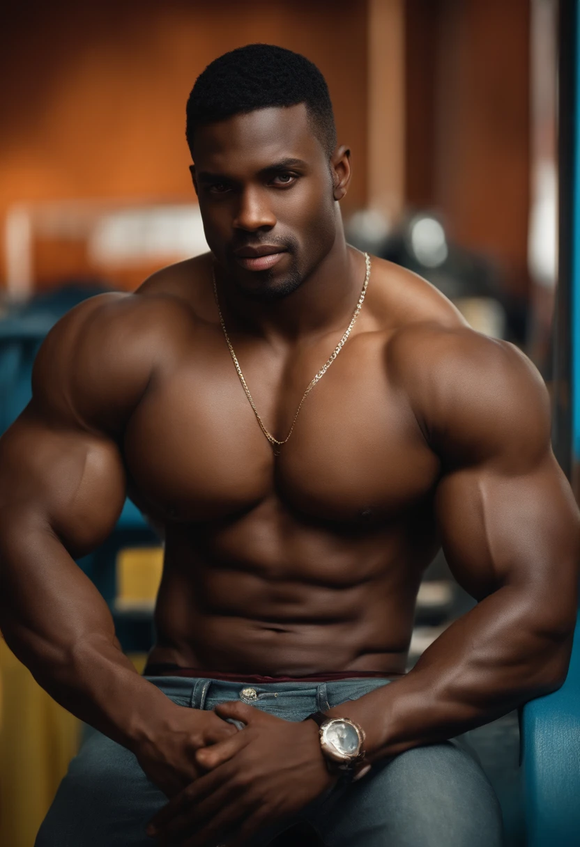 muscular black guy with a big, thick   mostrando o big