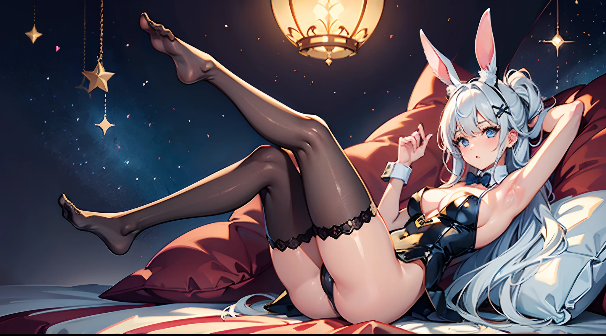 {{{{{{{{{{{{{{{{{{Motto! Haramase!}}}}}}}}}}}}}}}}}}, 1girl, bunny girl, brown stockings, full body, foot job,