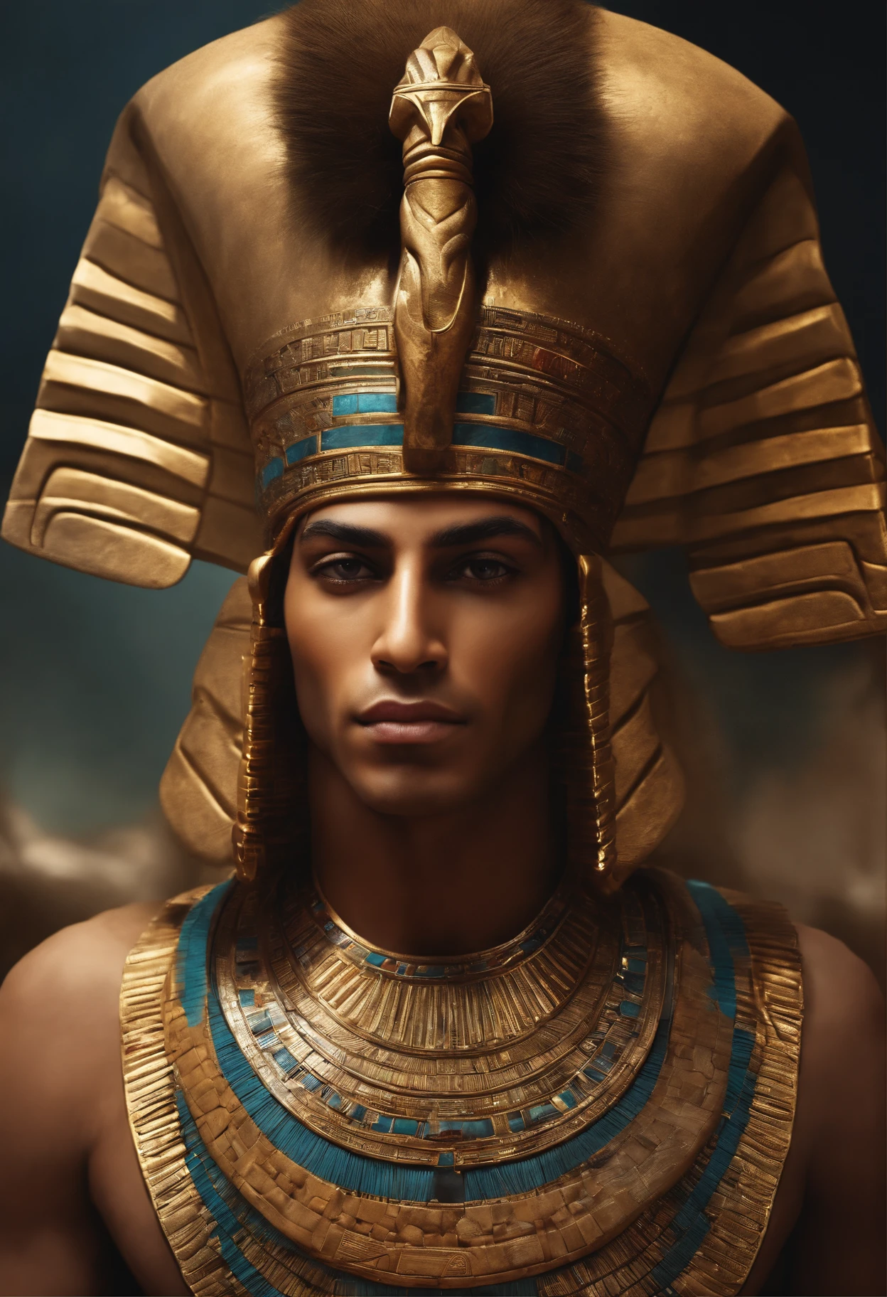 An image depicting an Egyptian pharaoh with his head covered by a crown or name, highlighting the practice of hiding one's hair in ancient Egyptian culture.