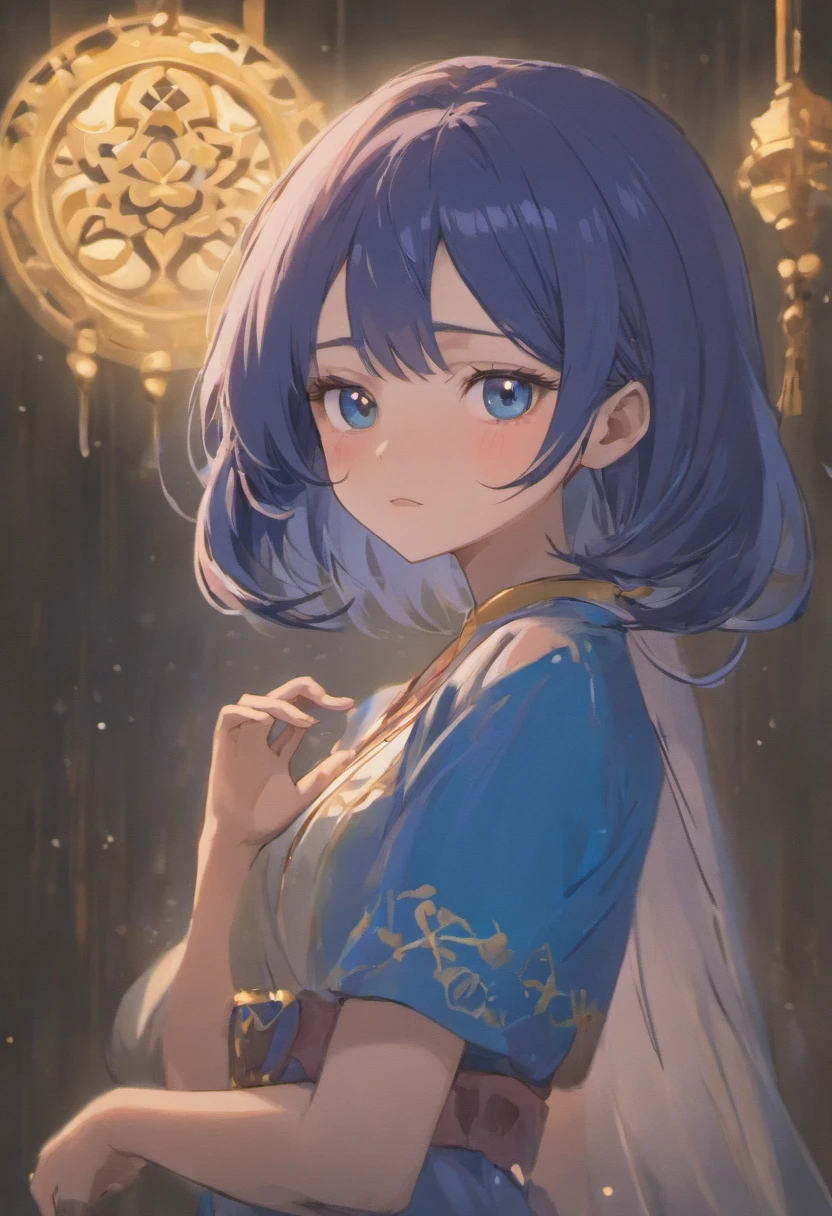 Name: Hikari Miyamoto Age: 17 Facial Features: Hikari has large, expressive sapphire-blue eyes that seem to sparkle with curiosity and determination. Her eyes are framed by long, dark lashes that enhance their depth. She has a heart-shaped face with a soft, porcelain complexion that seems to glow. High cheekbones give her face a refined appearance, and a smattering of light freckles across her nose adds to her youthful charm. Hikari’s most distinctive feature is her hair — a luscious mane of waist-length, midnight-black hair that cascades down in gentle waves. She often ties it up in a high ponytail with a sky-blue ribbon, allowing a few strands to frame her face delicately. Her bangs are neatly cut, emphasizing her forehead and drawing attention to her expressive eyes. Physical Traits: Hikari stands at an average height. She possesses a graceful posture, carrying herself with confidence and poise. Despite her slender frame, hinting at her dedication to physical activities. Her skin is flawless, with a natural peachy undertone that gives her a healthy radiance. Hikari’s hands are delicate, her fingers nimble and skilled, a testament to her artistic talents. She has a small, crescent-shaped scar on her right cheek, a memento from a childhood adventure that only adds to her allure. Distinctive Accessories: Hikari wears a silver locket around her neck, a precious keepsake from her late grandmother. The locket is intricately designed, depicting a crescent moon and stars, symbolizing her love for the night sky and dreams of exploration. She also wears a silver bracelet on her left wrist, adorned with small gemstones that shimmer in the light. Clothing Style: sense is a blend of classic elegance and modern trends. She often wears a knee-length, flowing sundress in pastel shades, paired with comfortable flats suitable for her active lifestyle. She carries a worn leather satchel that contains her sketchbook, pencils, and other art supplies, showcasing her artistic spirit