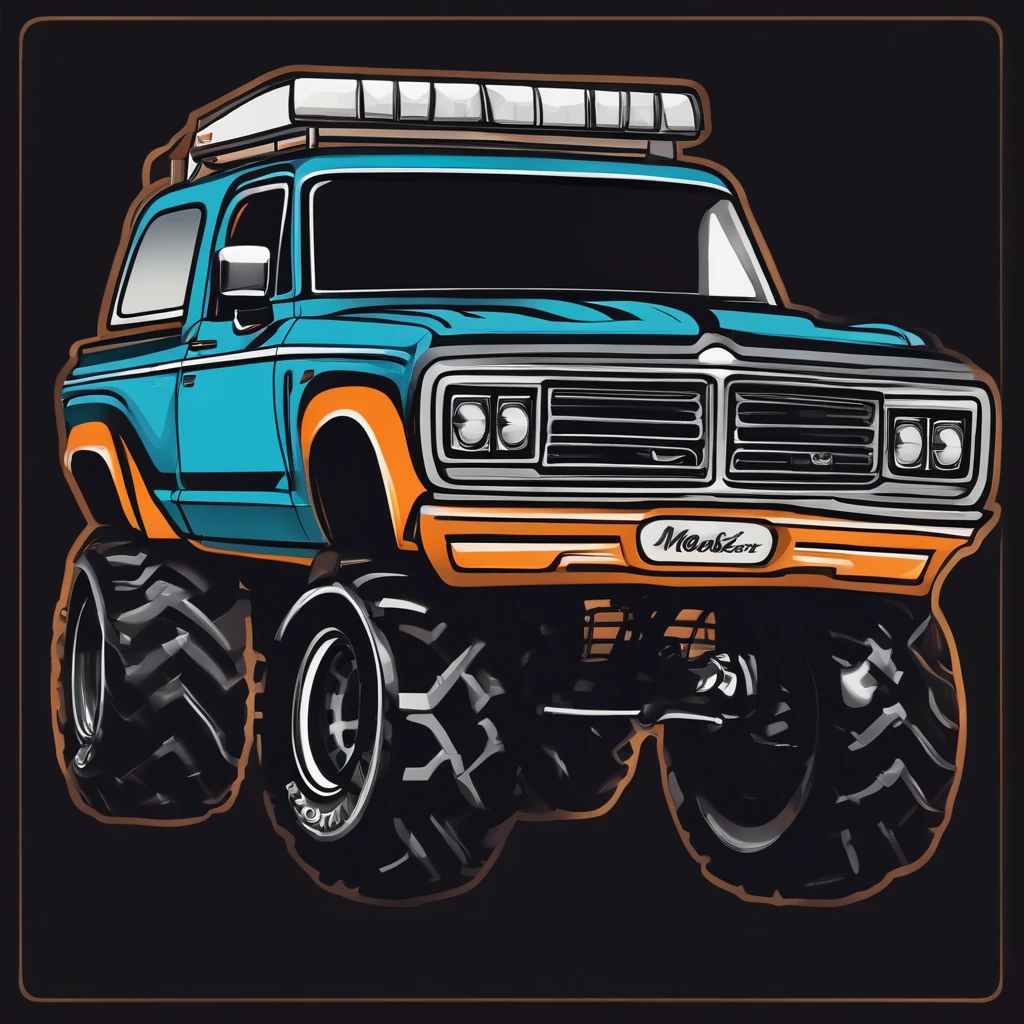 a minimalistic monster truck logo sticker