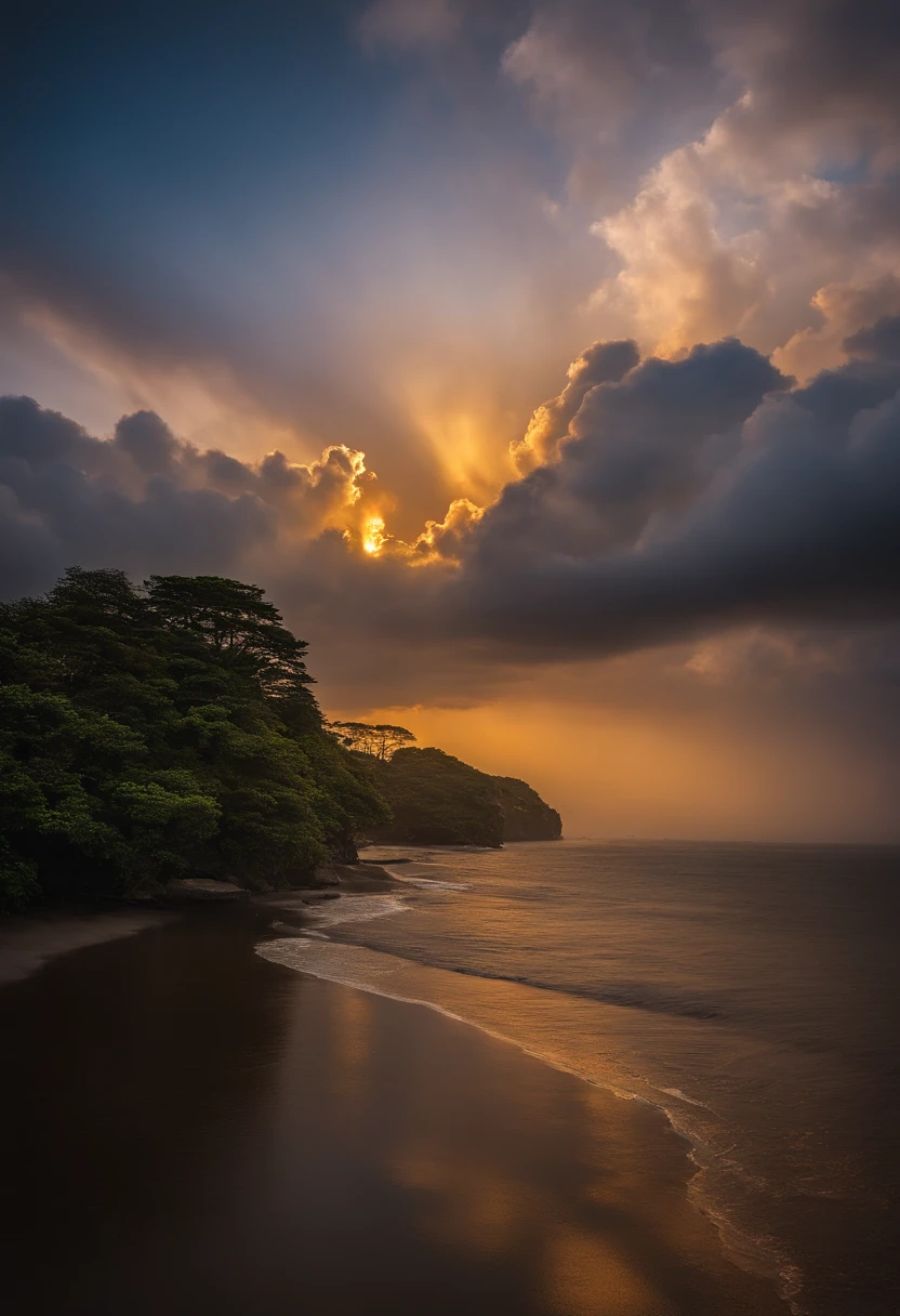 The edges of the cloud are golden,The sky slowly brightened,Asahi arches out from among the clouds,The glow spread silently,The churning sea of clouds seemed to be right under your feet。