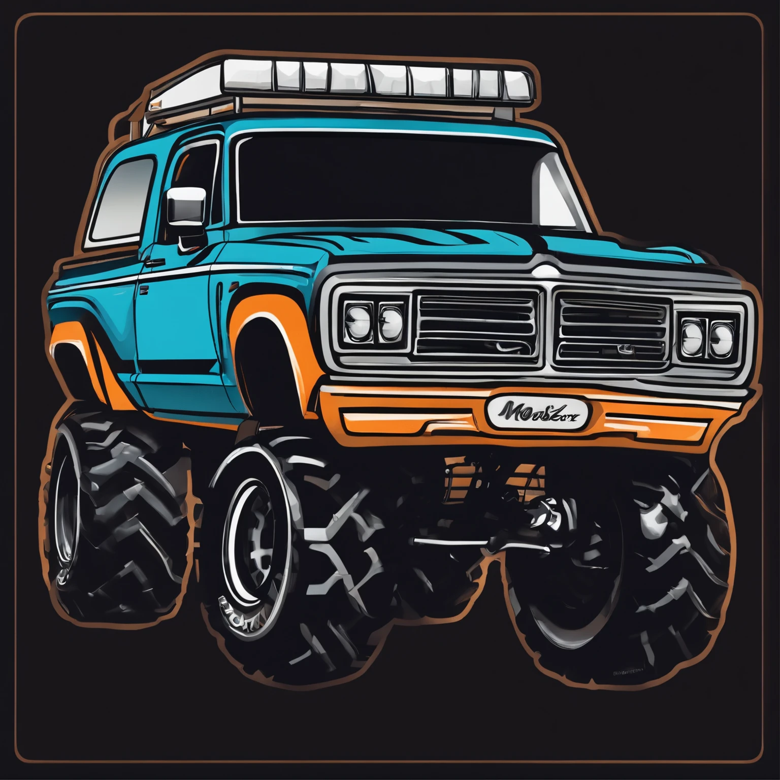 a minimalistic monster truck logo sticker