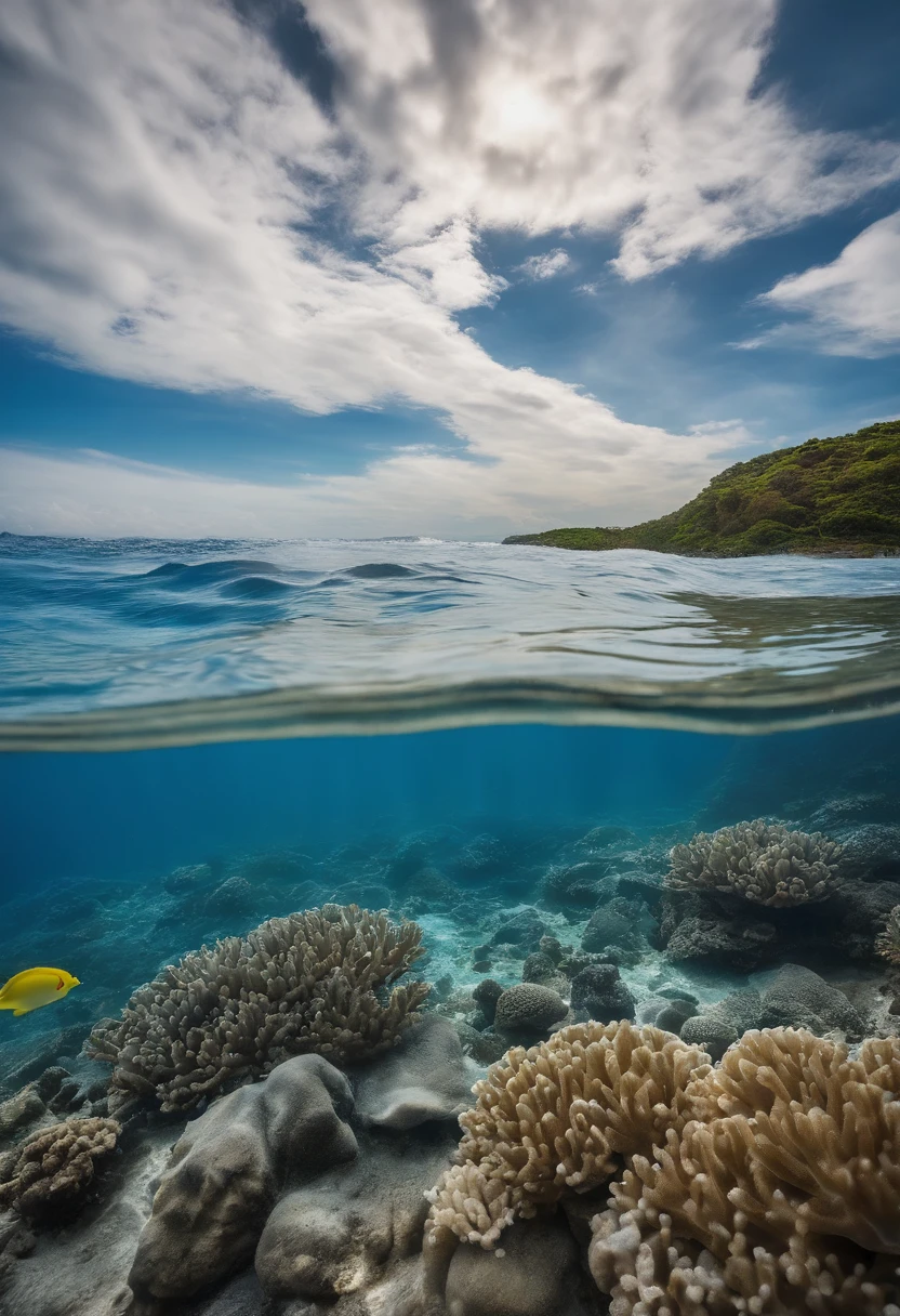 The edges of the cloud are golden,The sky slowly brightened,Asahi arches out from among the clouds,The glow spread silently,The churning sea of clouds seemed to be right under your feet。
In the azure waters,A wide variety of marine life can be seen。Large coral reefs surround the waters,A thriving and colorful ecosystem has been formed。Turtlen、Dolphins and whales take a dip in the water,A group of people are in the midst of environmental action。Some people clean up trash on the beach,Place the plastic bottle、Paper and other marine contaminants are placed in garbage bags。Their gaze is focused and serious,There is a huge sun in the background,Sprinkle warm sunlight on the ocean,It adds a warm and hopeful atmosphere to the whole scene。The waves gently lapping against the shore,A beautiful bubble is formed。The colors throughout the illustration are bright and vivid,Showcasing the tranquility and life of the sea。It conveys to the viewer the importance of environmental protection,Call on people to protect marine ecosystems,Conservation of biodiversity,It also reminds people to be aware of the environmental impact of their actions。