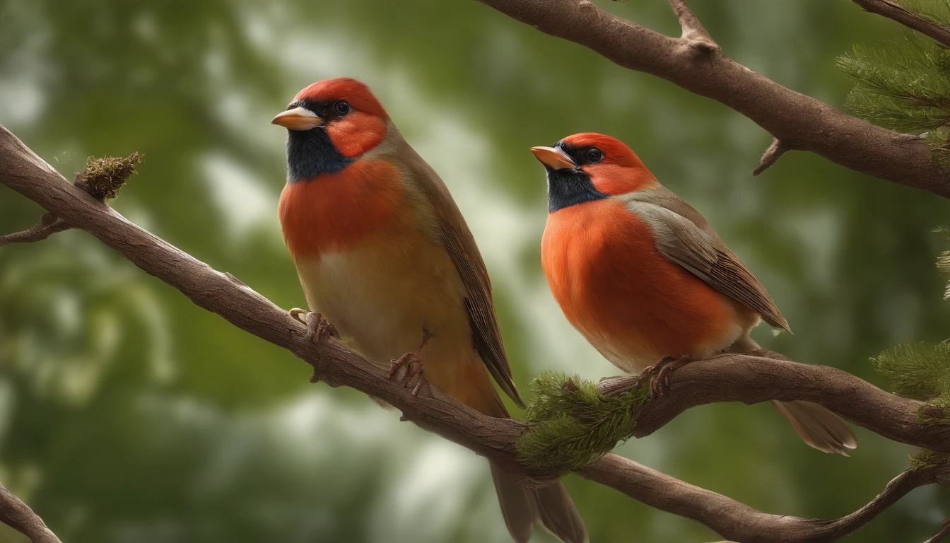 a cutthroat diamond bird that is in a tree is the main protagonist Natural realistic rendering, Fotorrealista altamente detalhado, render fotorrealista |, Arte conceitual fotorrealista, render hiper real, Realistic red 3D rendering, Aves f CGsociety, Imagem fotorrealista, Fotorrealista altamente detalhado, Hyper-realistic detailed rendering, Imagem detalhada fotorrealista, red bird, super detailed rendering, high-quality render