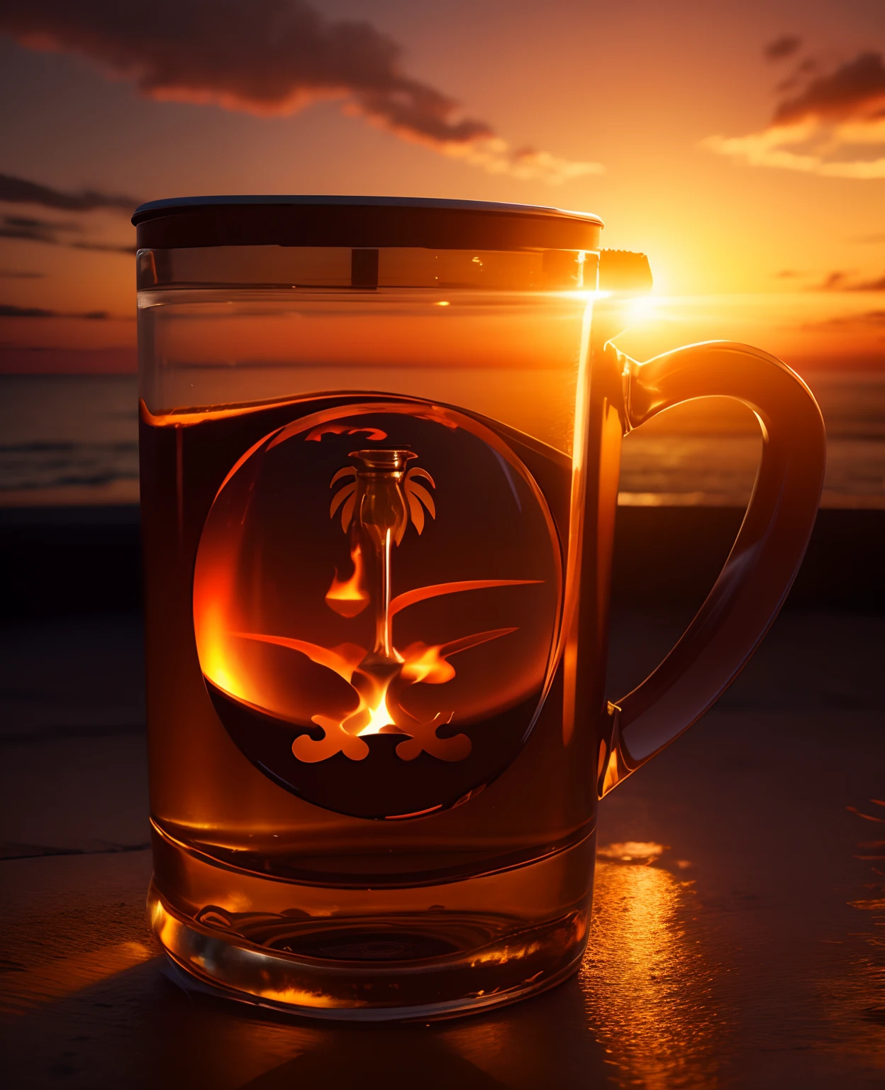 change this bottle background, sunset,fire, Professional product photograph