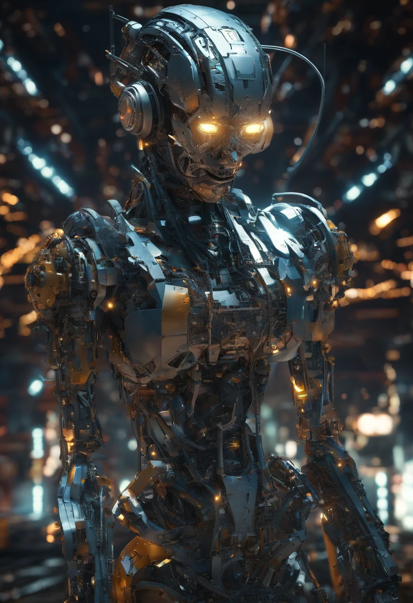 gorgeous botanical cyborg in dry flowers, amalgamation between plants and robots, biomechanical ((cyborg:1.3)) automata, android, bokah diadem, damaged suit, dameged head, cracked glass, scratche screen,damned lands,yule heaven,biomechanical cyborg, 8k resoultion, cinematic style digital art render with mechanical and futuristic details, Sci-Fi, hyper realistic ,biomachanical cyborg, post apocalyptic, damaged, surreal,surreal, withered nature, withered plants and leaves , dried , sunset,blurred environment background, portrait, digital art, concept art, post processed, dynamic lighting, (painted by bochen and wlop, stylized by nixeu and greg rutkowski), trend on pixiv, perfect composition, cinematic, majestic, detailed, sharp details, sharp focus, perfect anatomy, shiny, masterpiece, award-winning photography, fine-tuning face, masterpiece, art by yoshiyuki sadamoto and matt banning