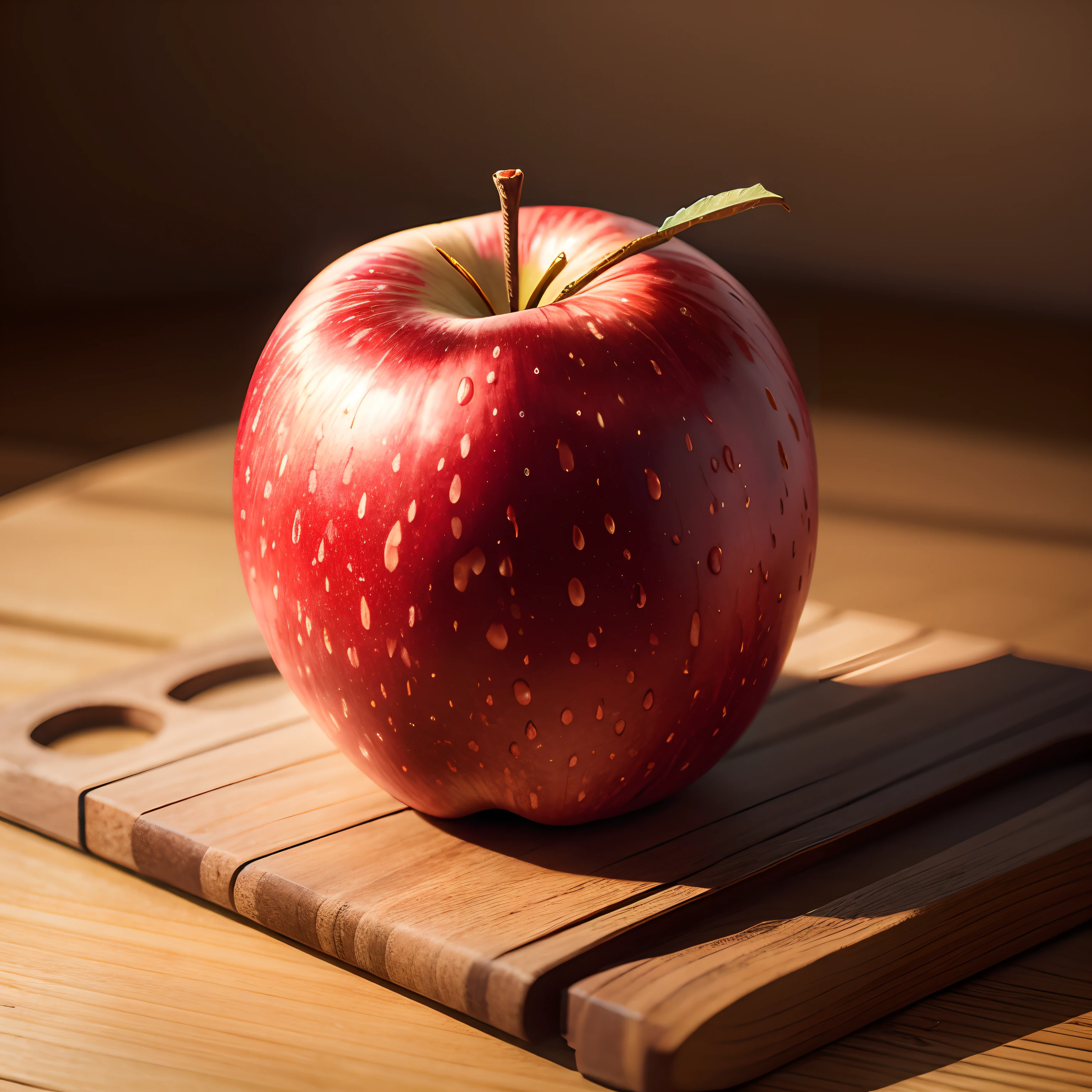 A realistic apple on a table