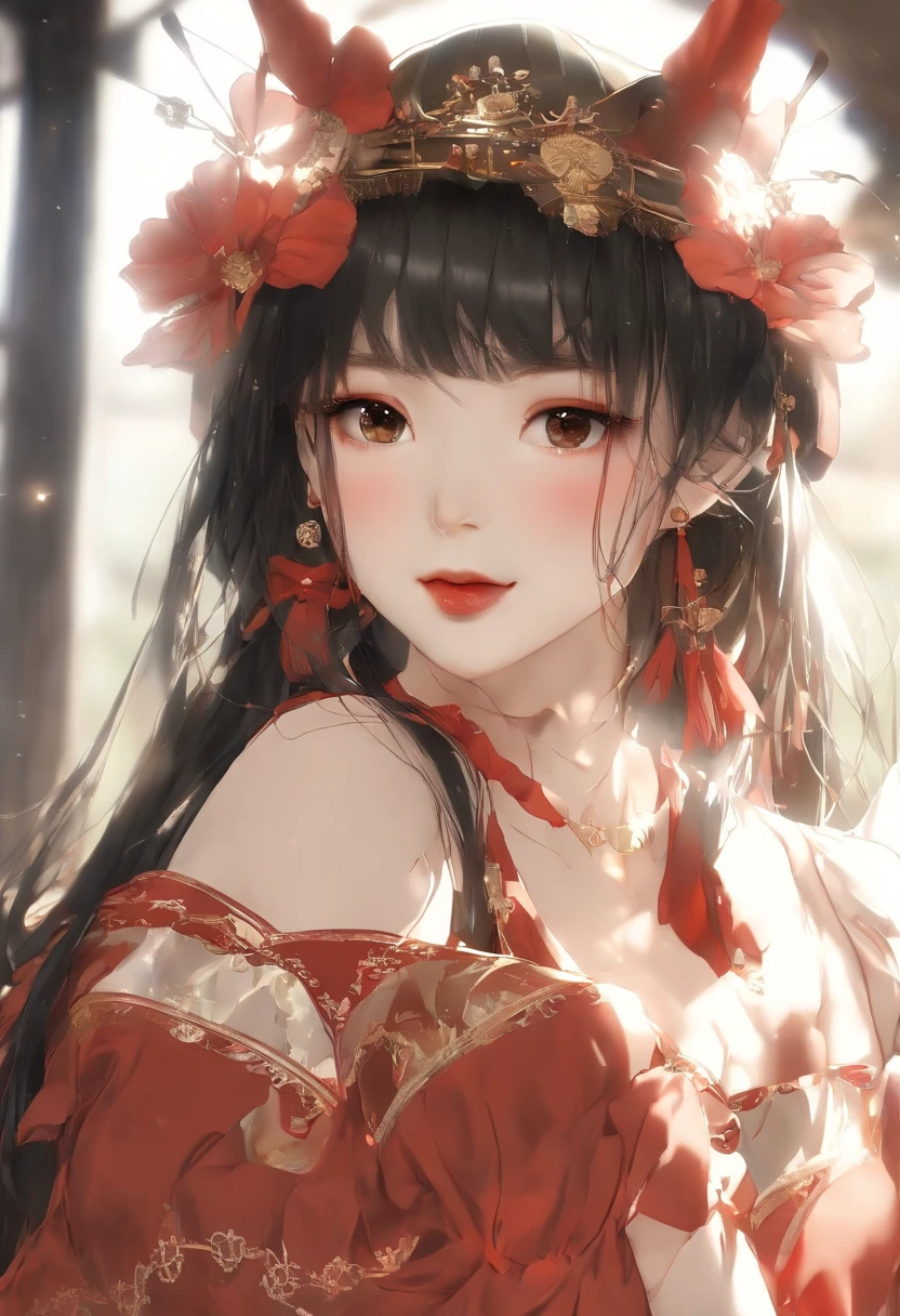 masterpiece、top-quality、(pureerosface:2.0)、(1人の女性)、19 year old sexy Korean 1 girl、A dark-haired、parted hair、Straight short hair、Medium size breasts、(large hat:1.2)、shrine maiden clothe、the witch、female mage、Hair fluttering in the wind、(No paint on the face:1.1)、(Red around the eyes:1.2)、a smile、Left and right symmetrical eyes、jpn、(Kagura dance:1.4)