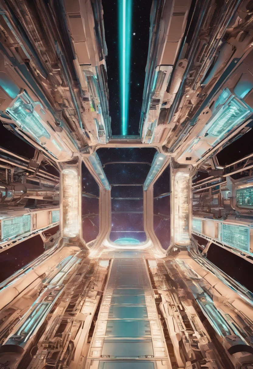 Orbital elevator looking up from the surface of the earth