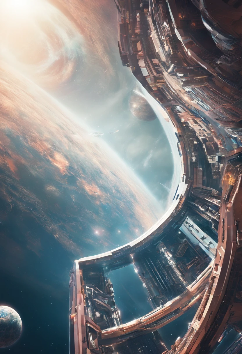 Orbital elevator looking up from the surface of the earth