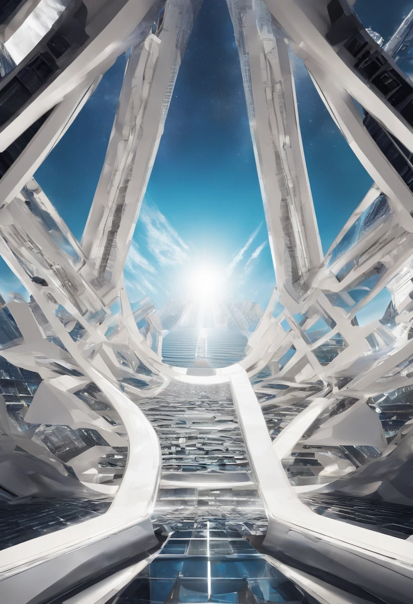 Orbital elevator looking up from the surface of the earth