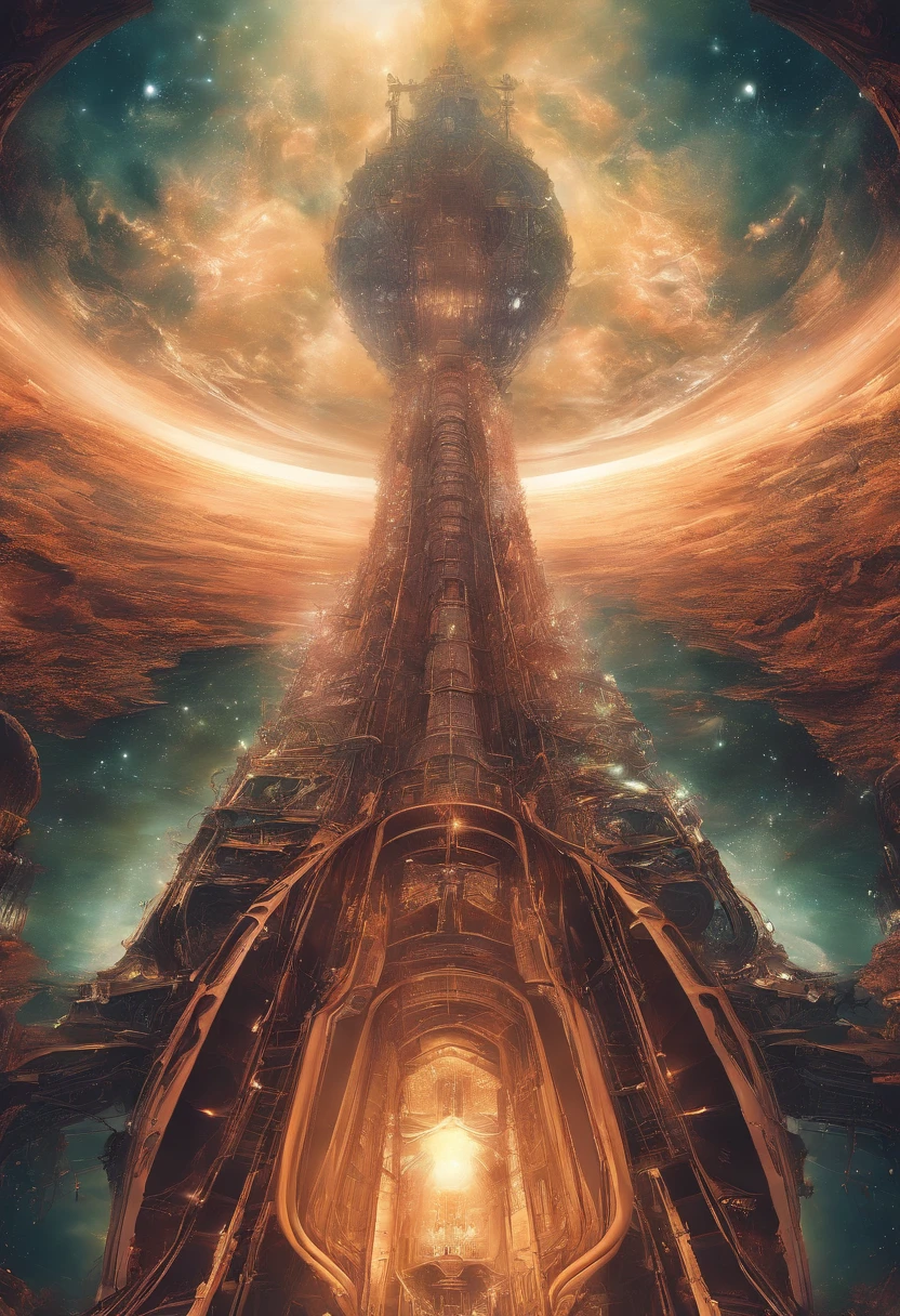 Orbital elevator looking up from the surface of the earth