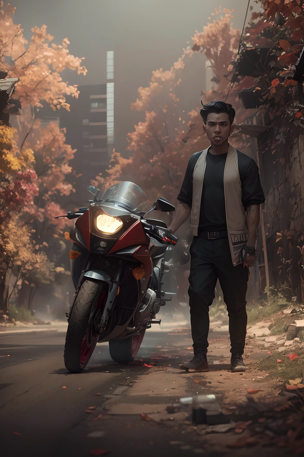 Change background realistic 8k ,gangster boy look