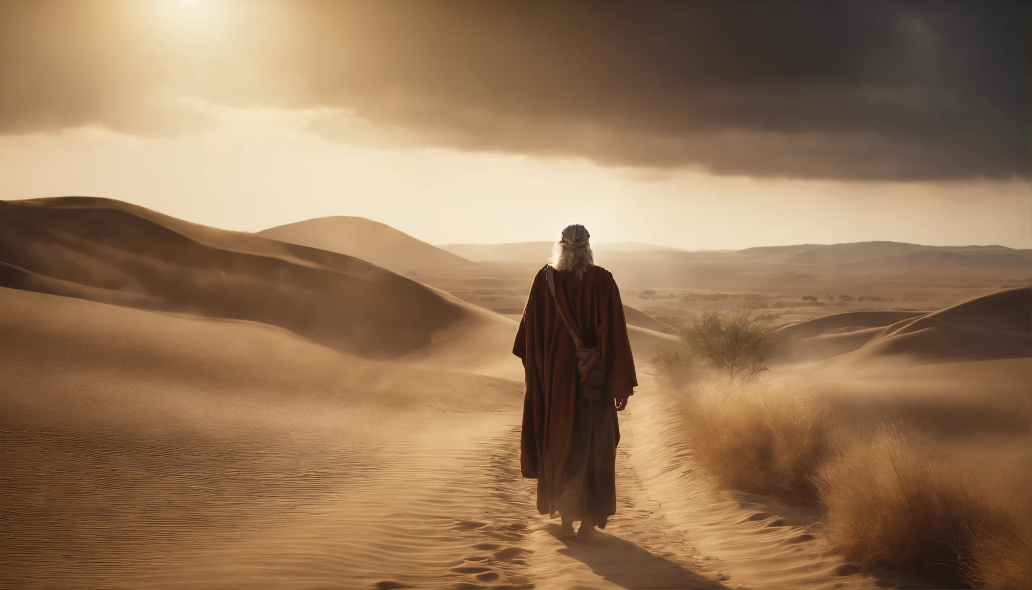 Moses on his way to the promised land, biblical story