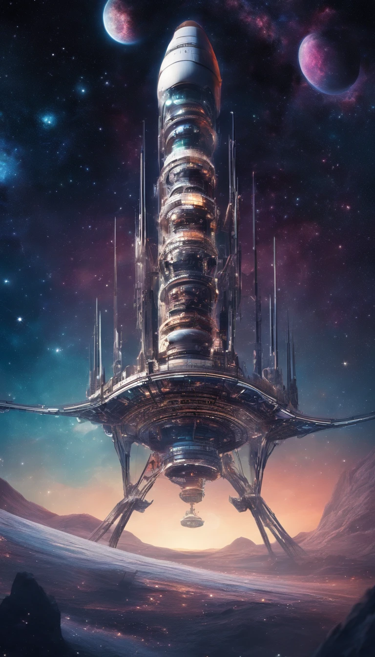 Orbital elevator looking up from the surface of the earth