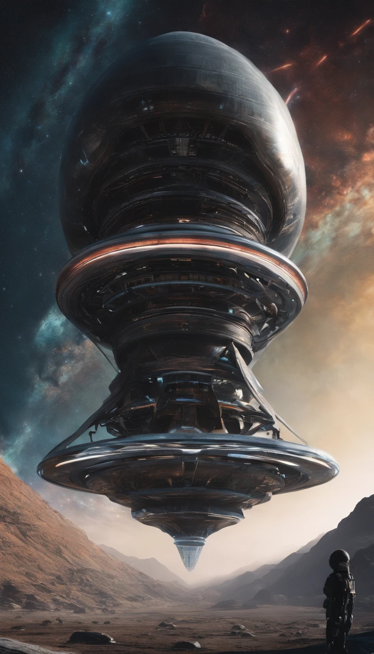 Orbital elevator looking up from the surface of the earth