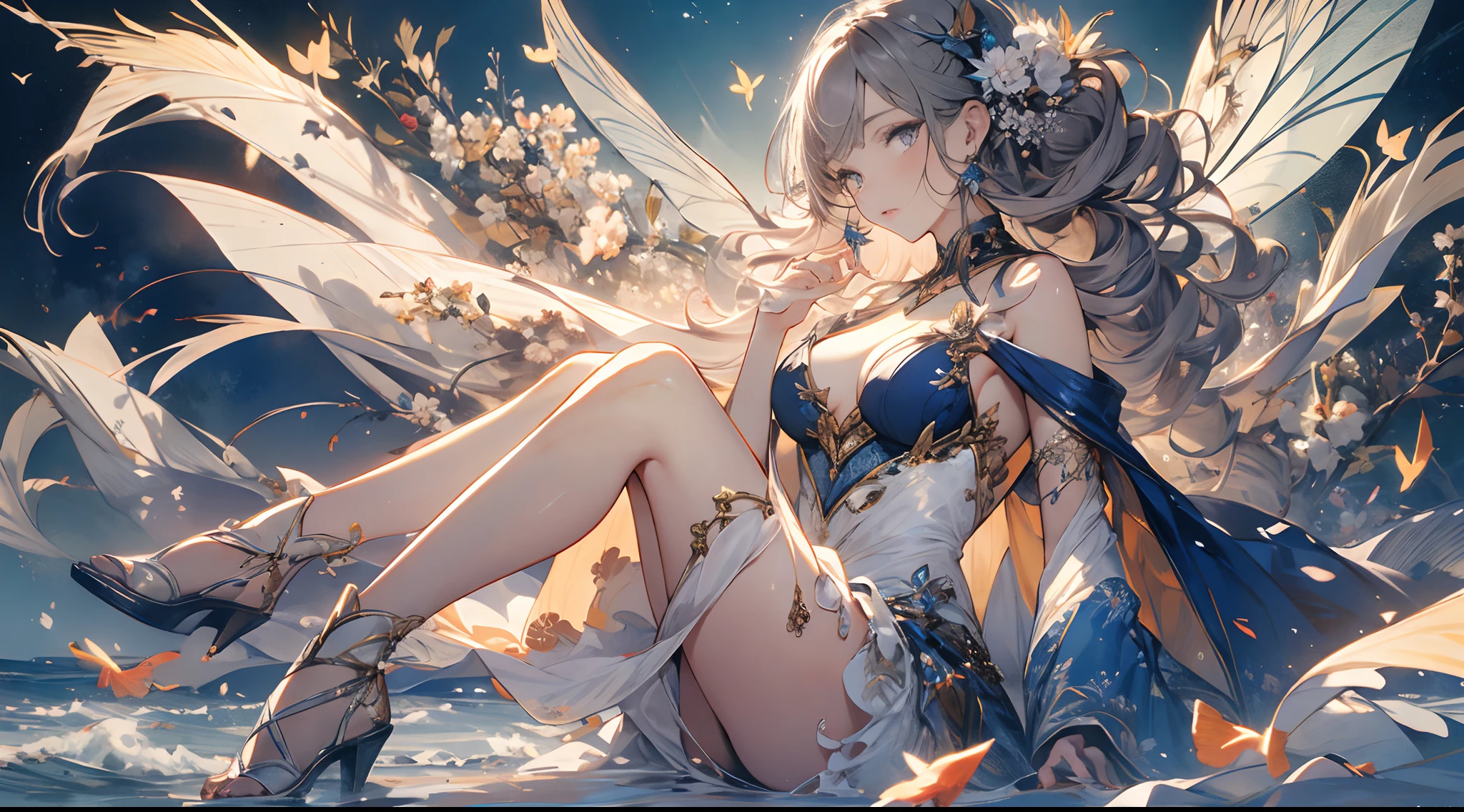 the fairy air is fluttering,full body concept,National style beauty,high-quality picture,mature,Charming
