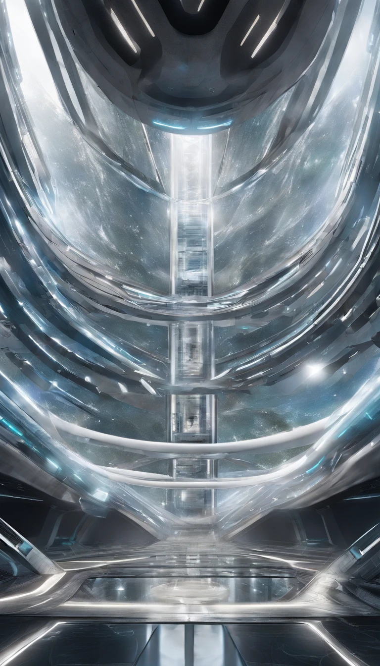 Orbital elevator looking up from the surface of the earth