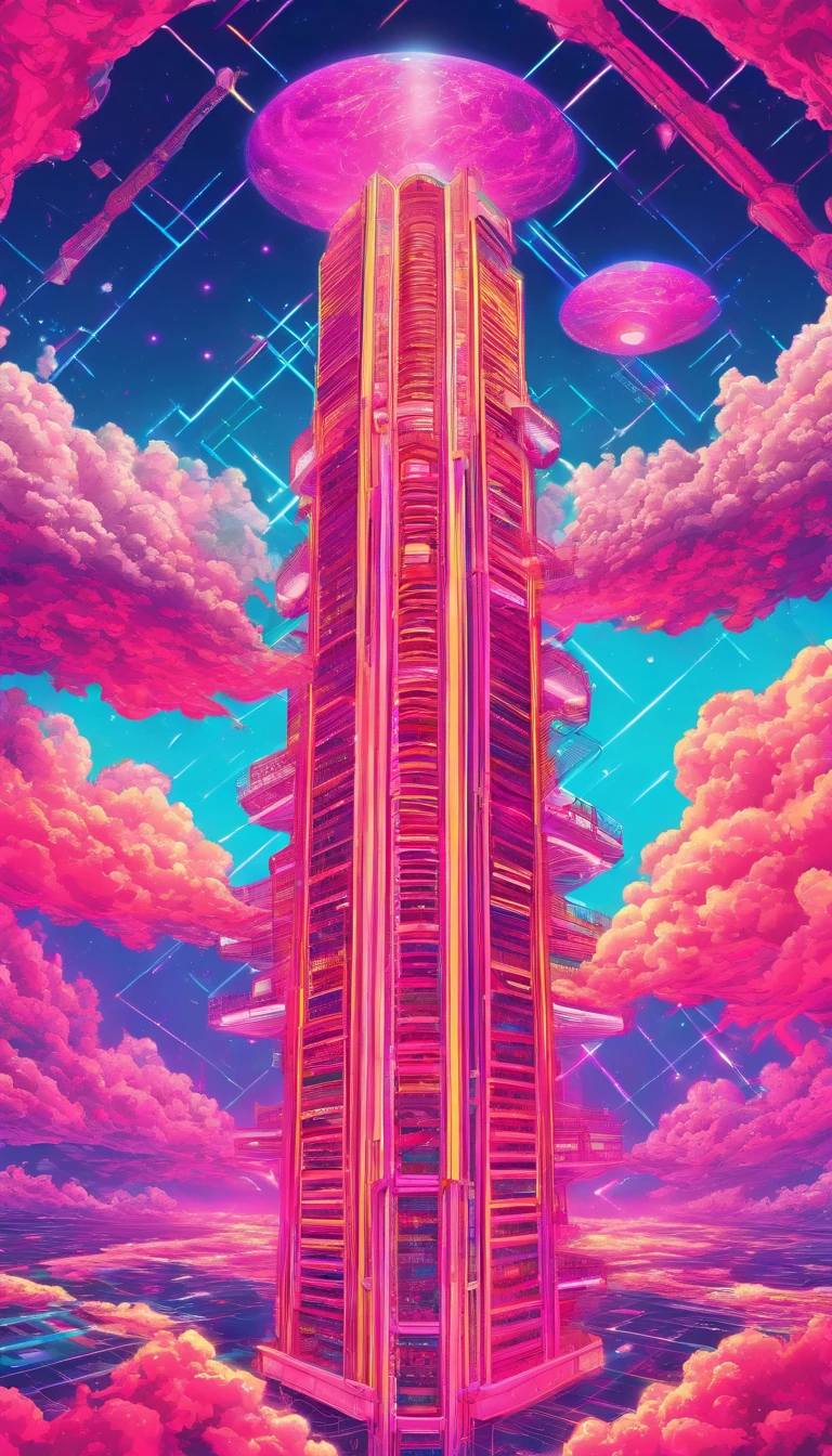 Orbital elevator looking up from the surface of the earth