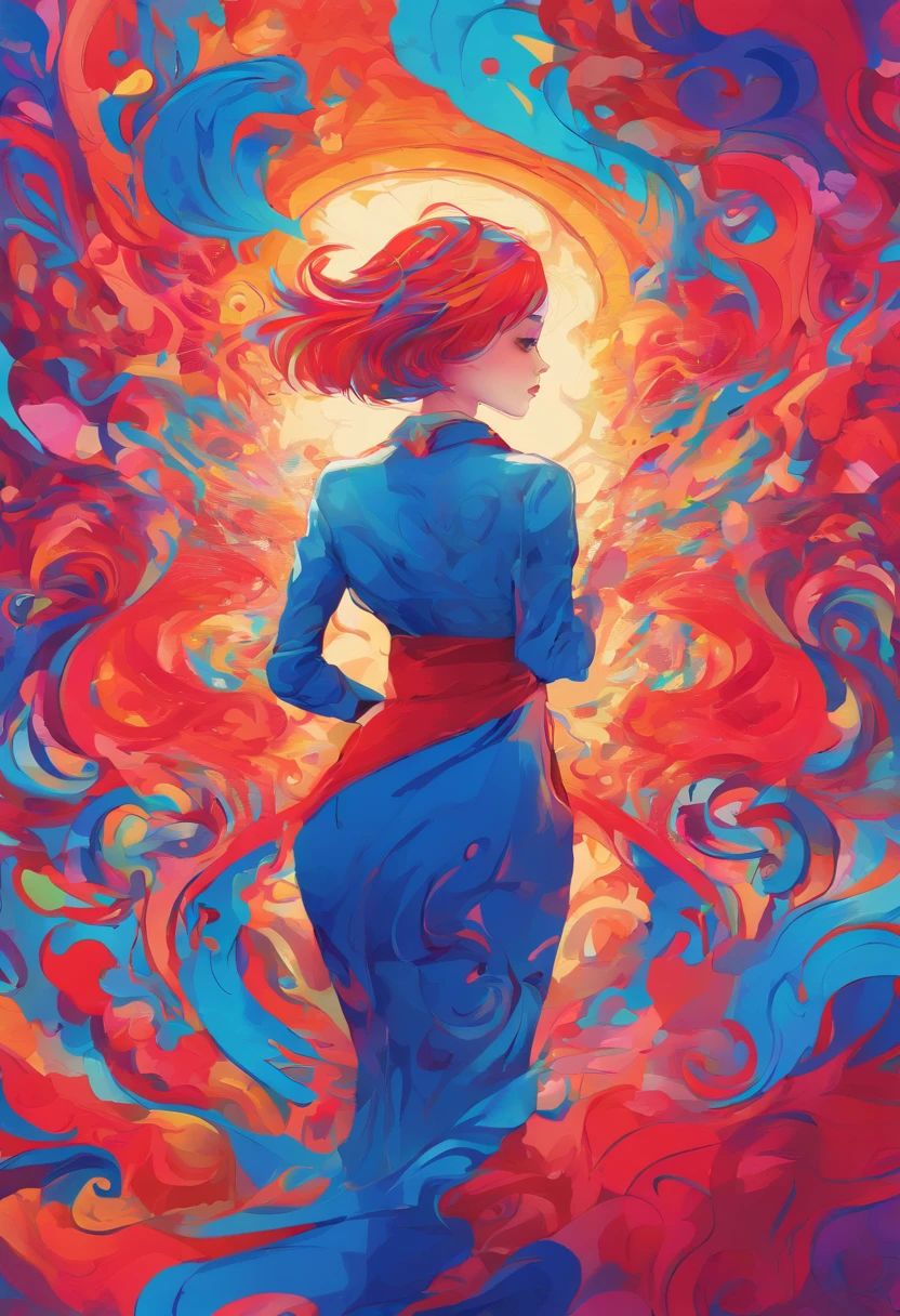 ((top-quality, 8K)), (Realistic), (Face Focus: 1.1), (blue and red: 1.3), Kawaii Girl, short-hair,
Hair fluttering in the wind, Facing to the side, Look up at your face, Eyes closed, (Sleeveless: 1.1)、Skirt, D Cup Breasts,